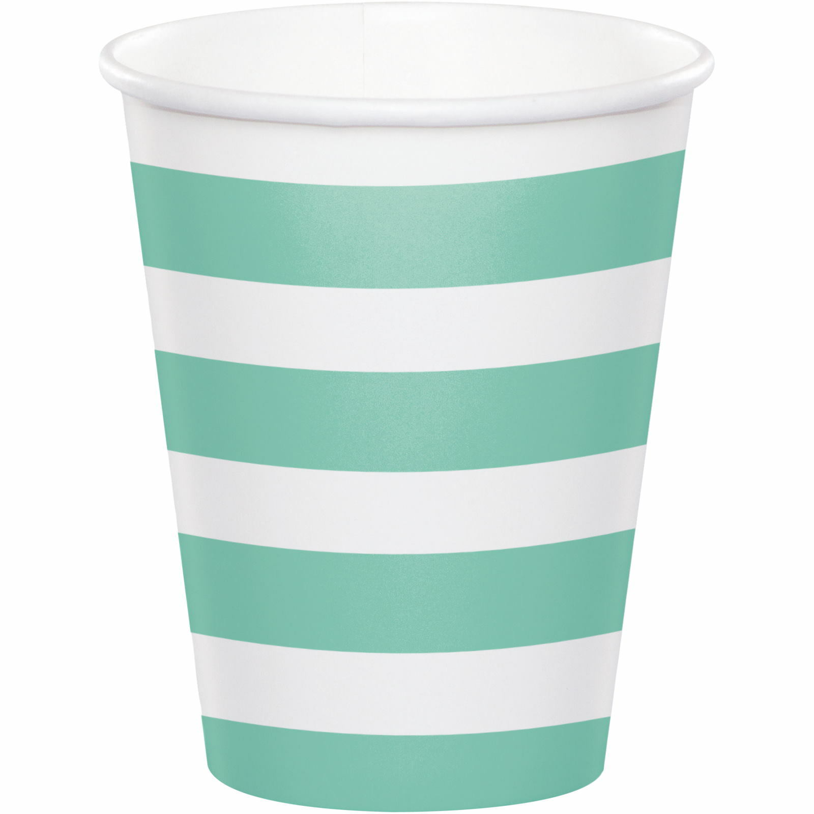 Mint Green and White Striped Paper Cups (Pack of 8)