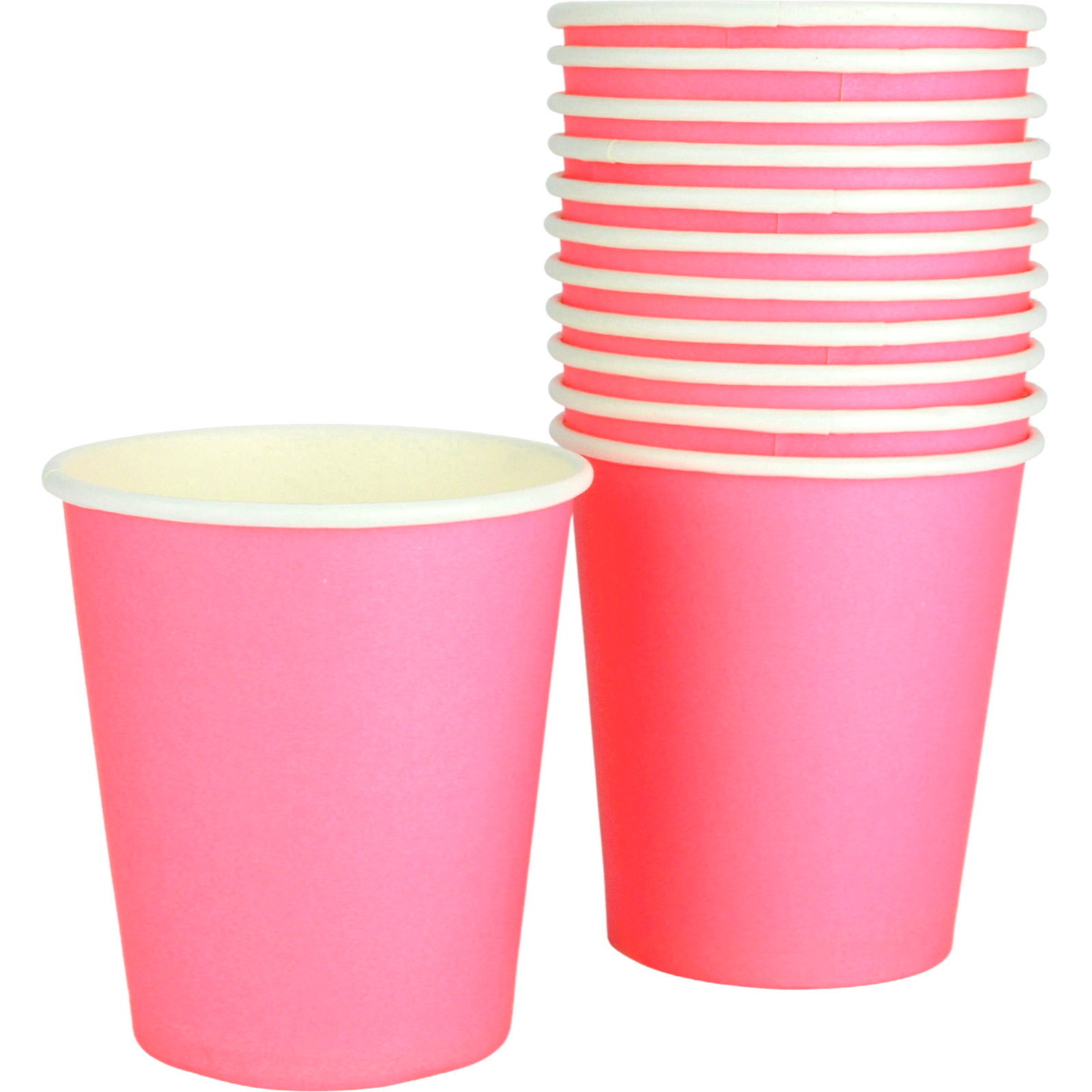Neon Pink Paper Cups (Pack of 12)