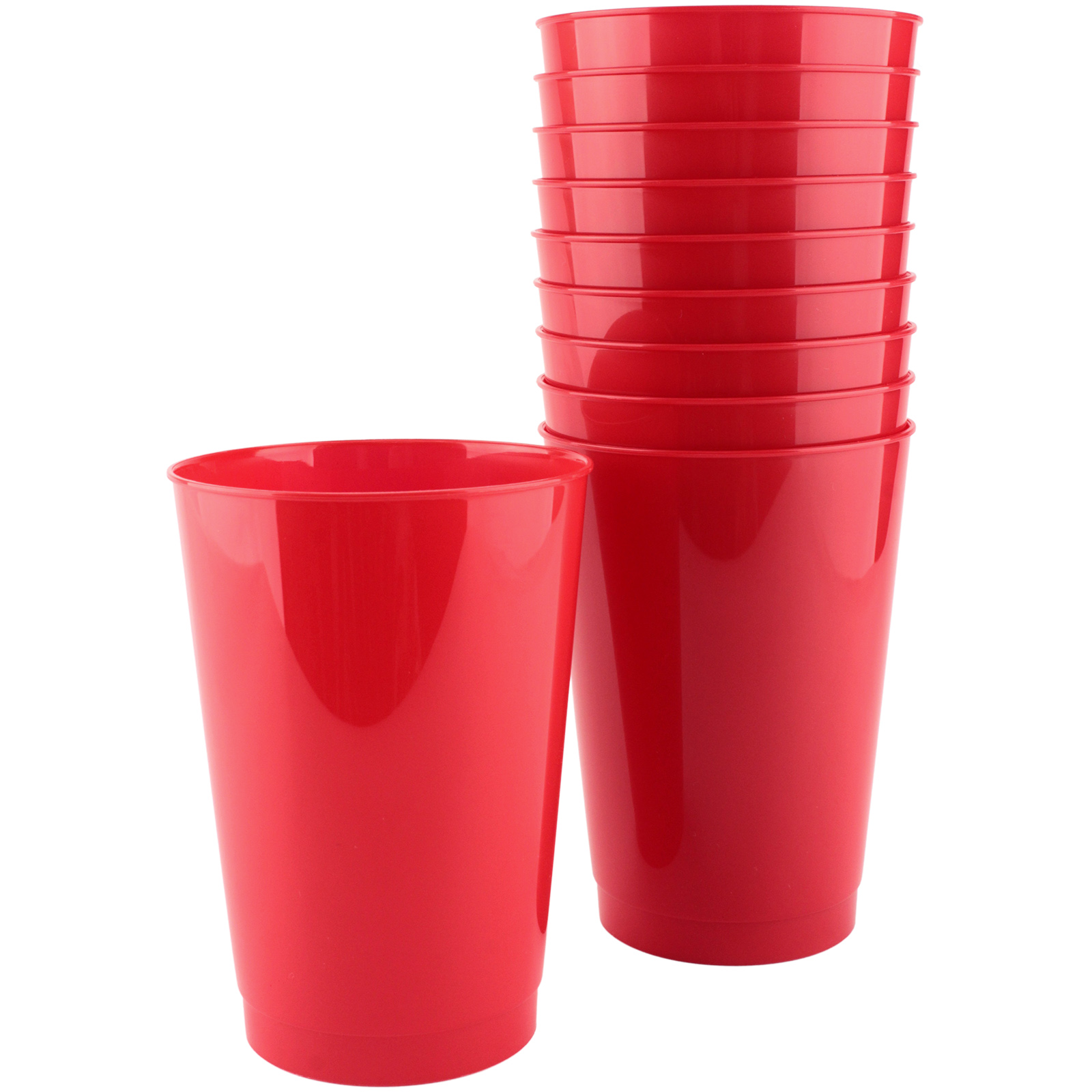 Red Plastic Reusable Cups 380ml (Pack of 10) 