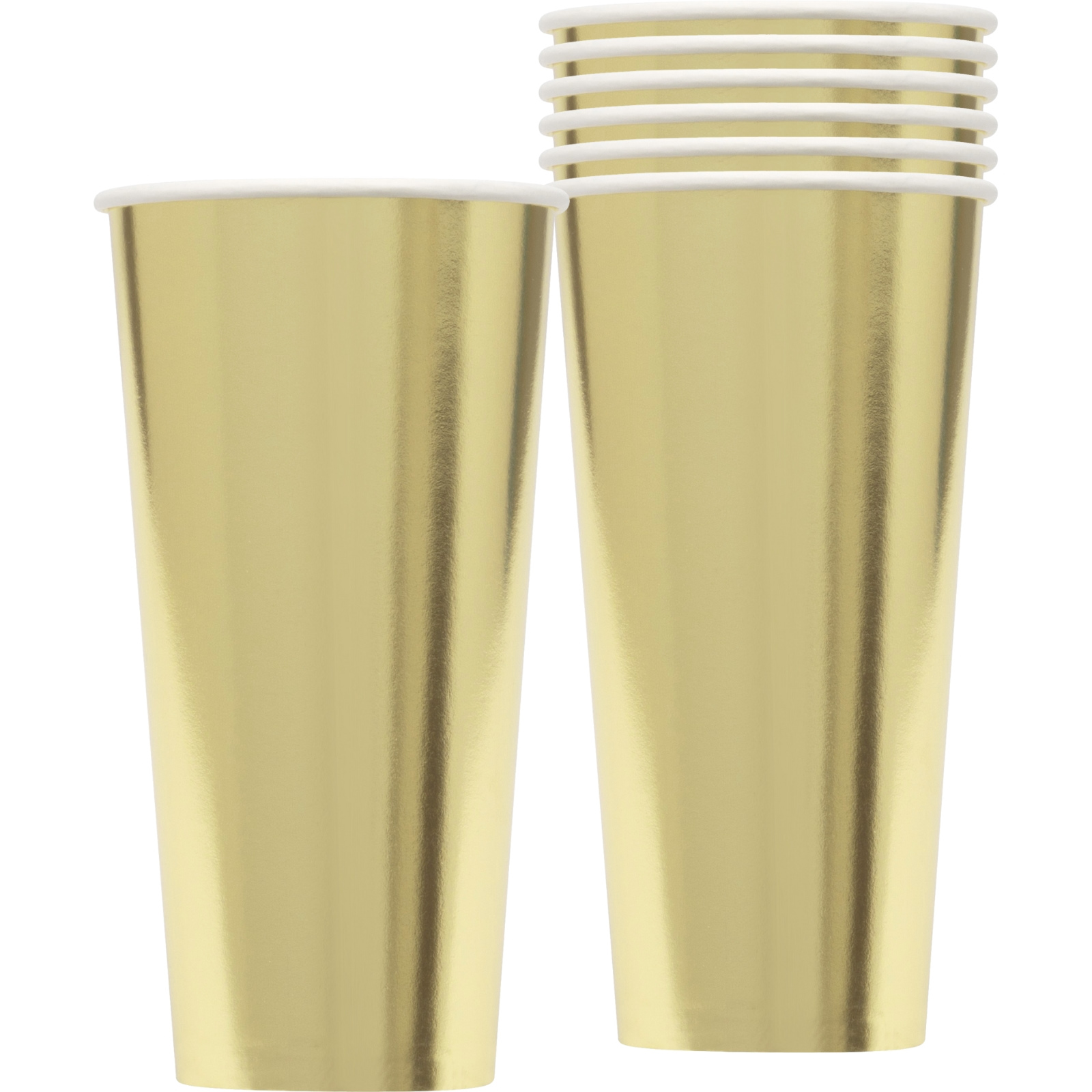 Gold Foil Tall Paper Cups 591ml (Pack of 6) 