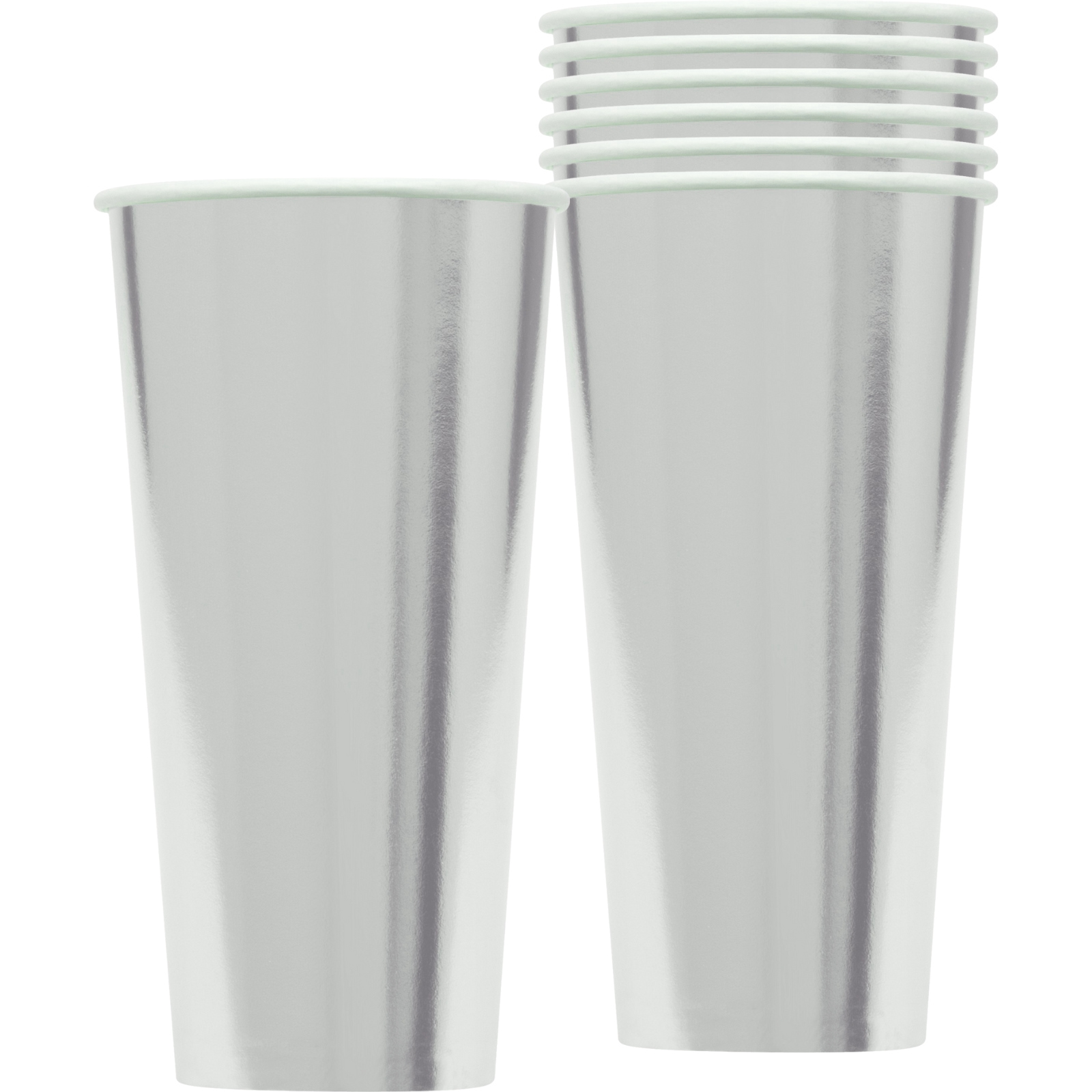 Silver Foil Tall Paper Cups 591ml (Pack of 6) 