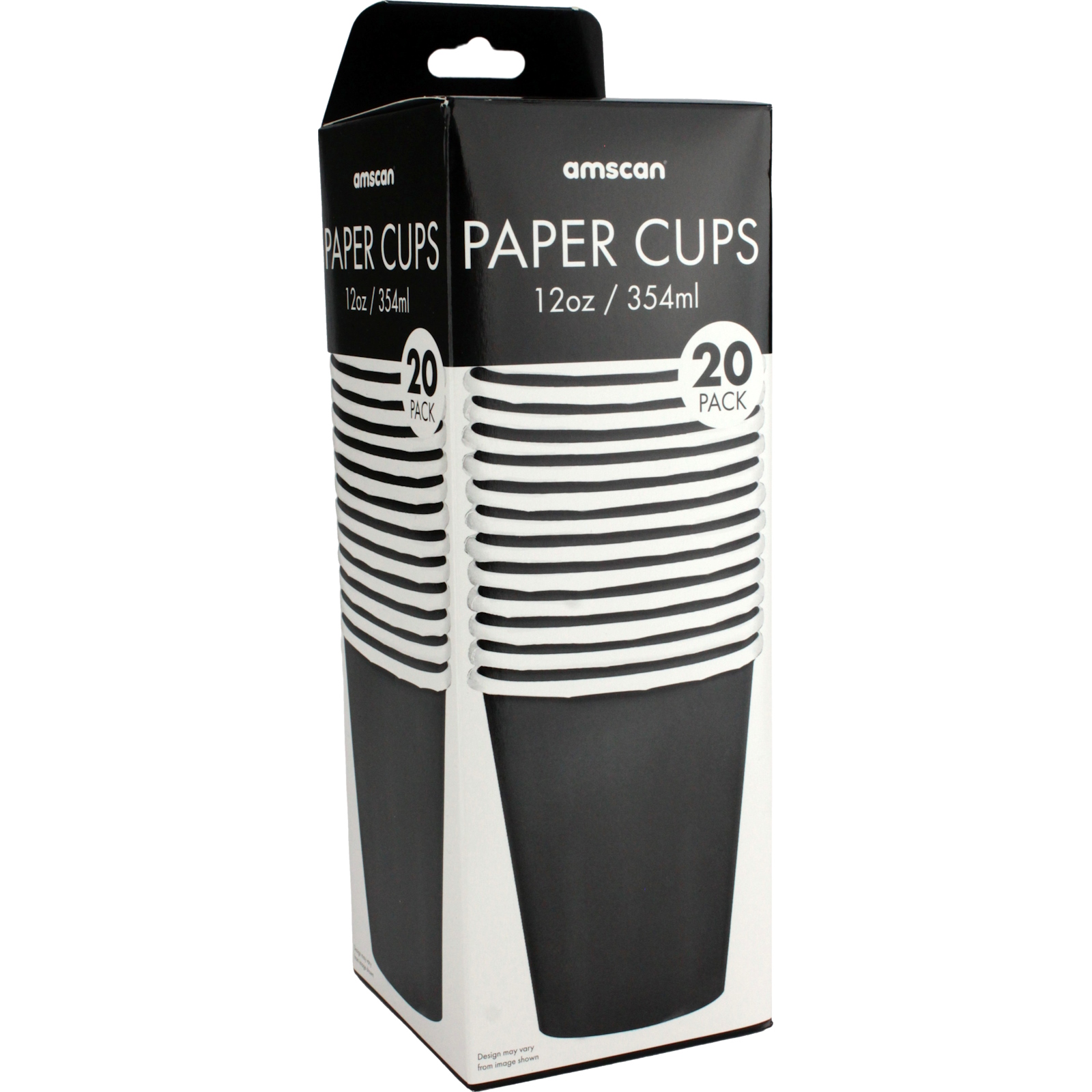 Jet Black Paper Cups 354ml (Pack of 20) | Black Party Supplies ...