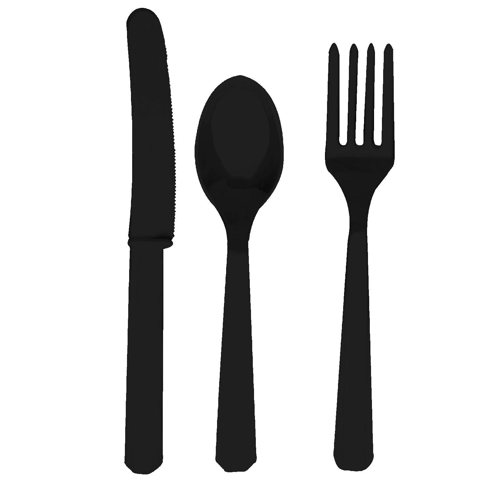 Black Plastic Cutlery (Pack of 24)