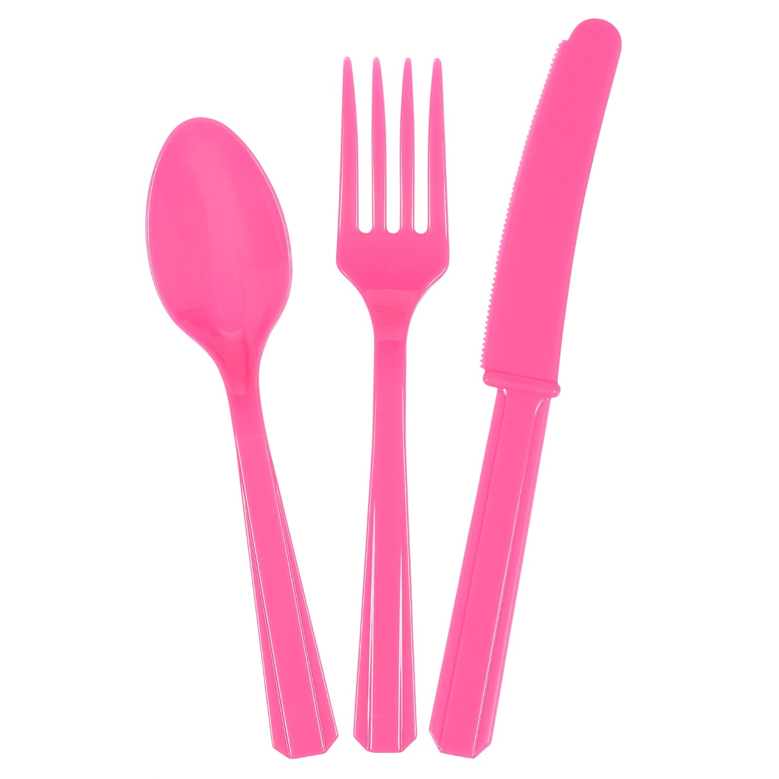 Hot Pink Plastic Cutlery (Pack of 24)