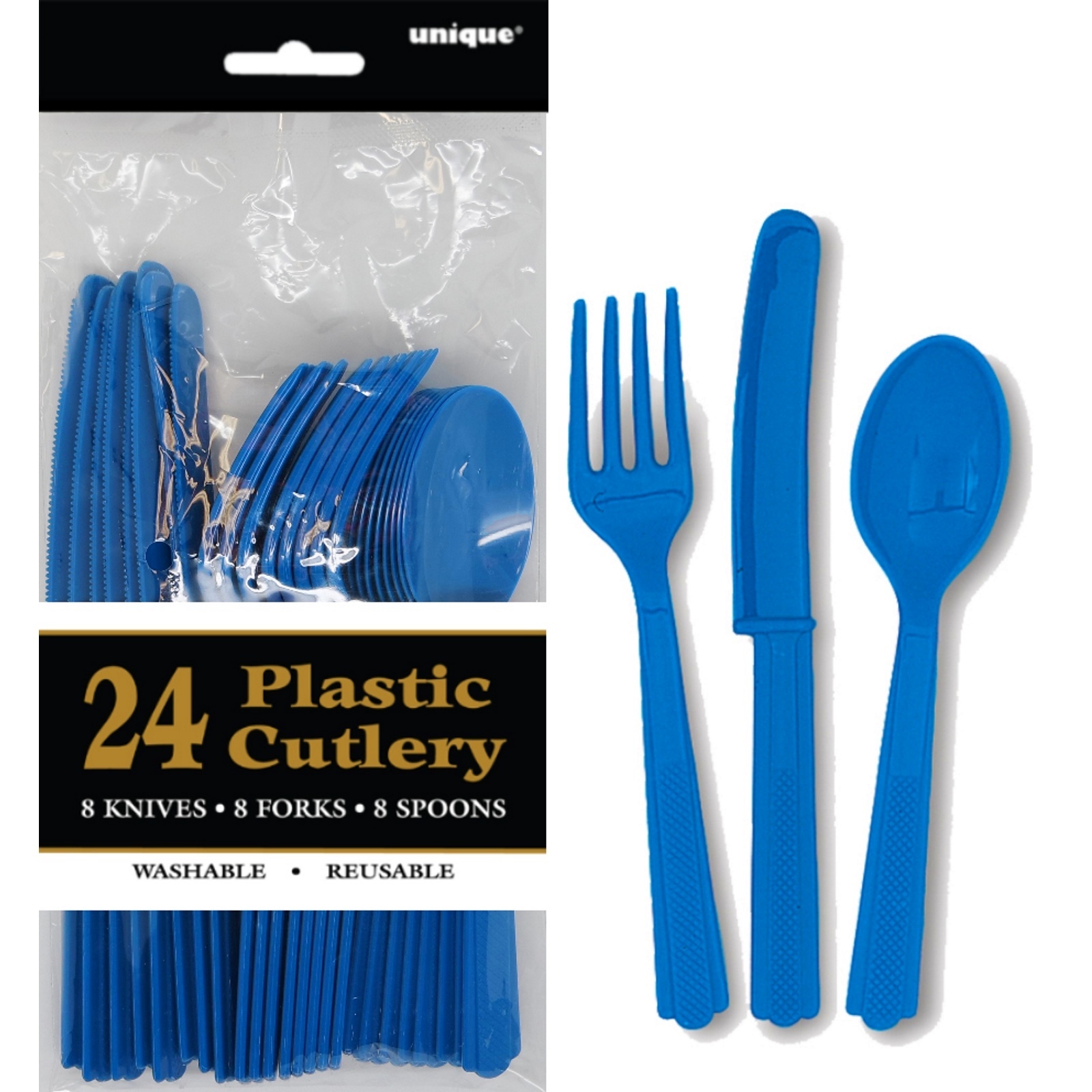 Royal Blue Plastic Cutlery (Pack of 24)