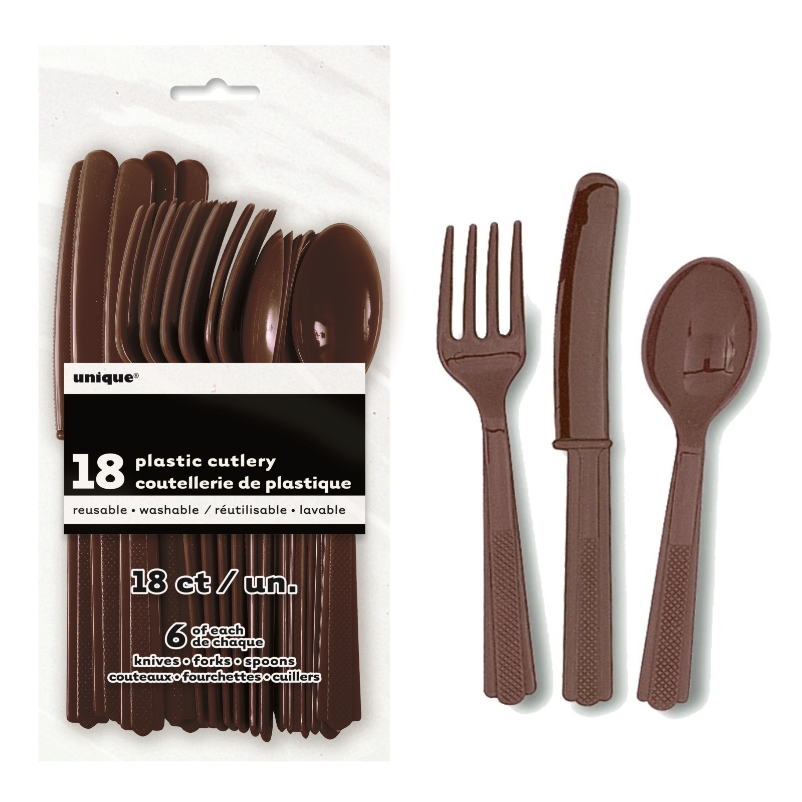 Brown Plastic Cutlery (Pack of 18)