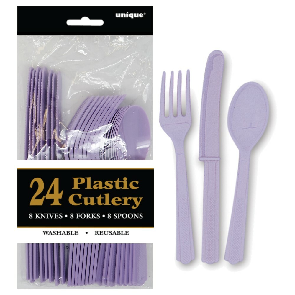 Lavender Plastic Cutlery (Pack of 24)
