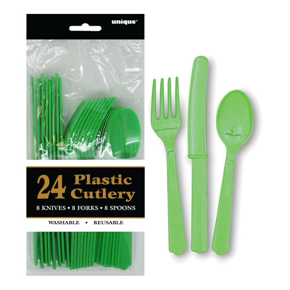 Lime Green Plastic Cutlery (Pack of 24)