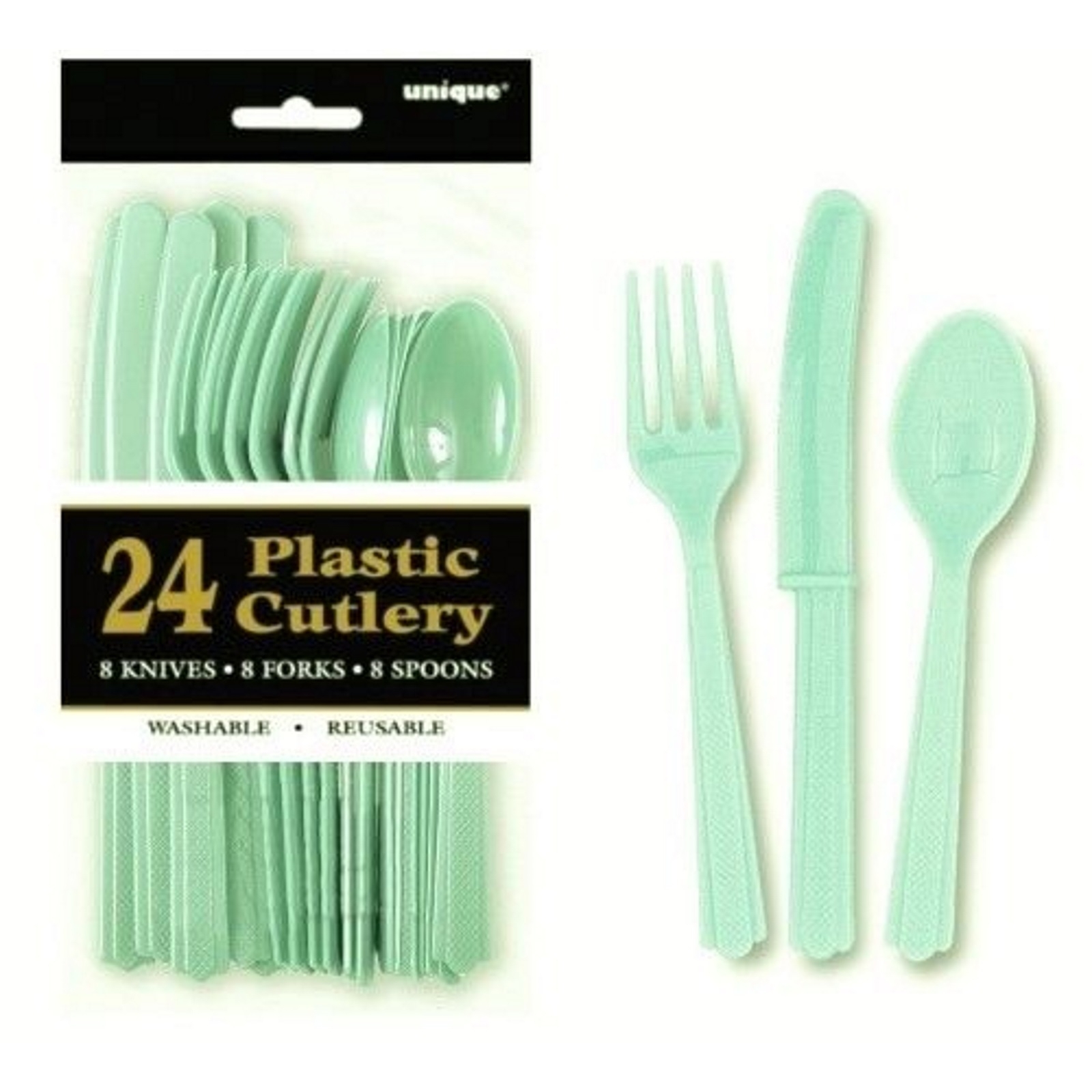 Mint Green Plastic Cutlery (Pack of 24)