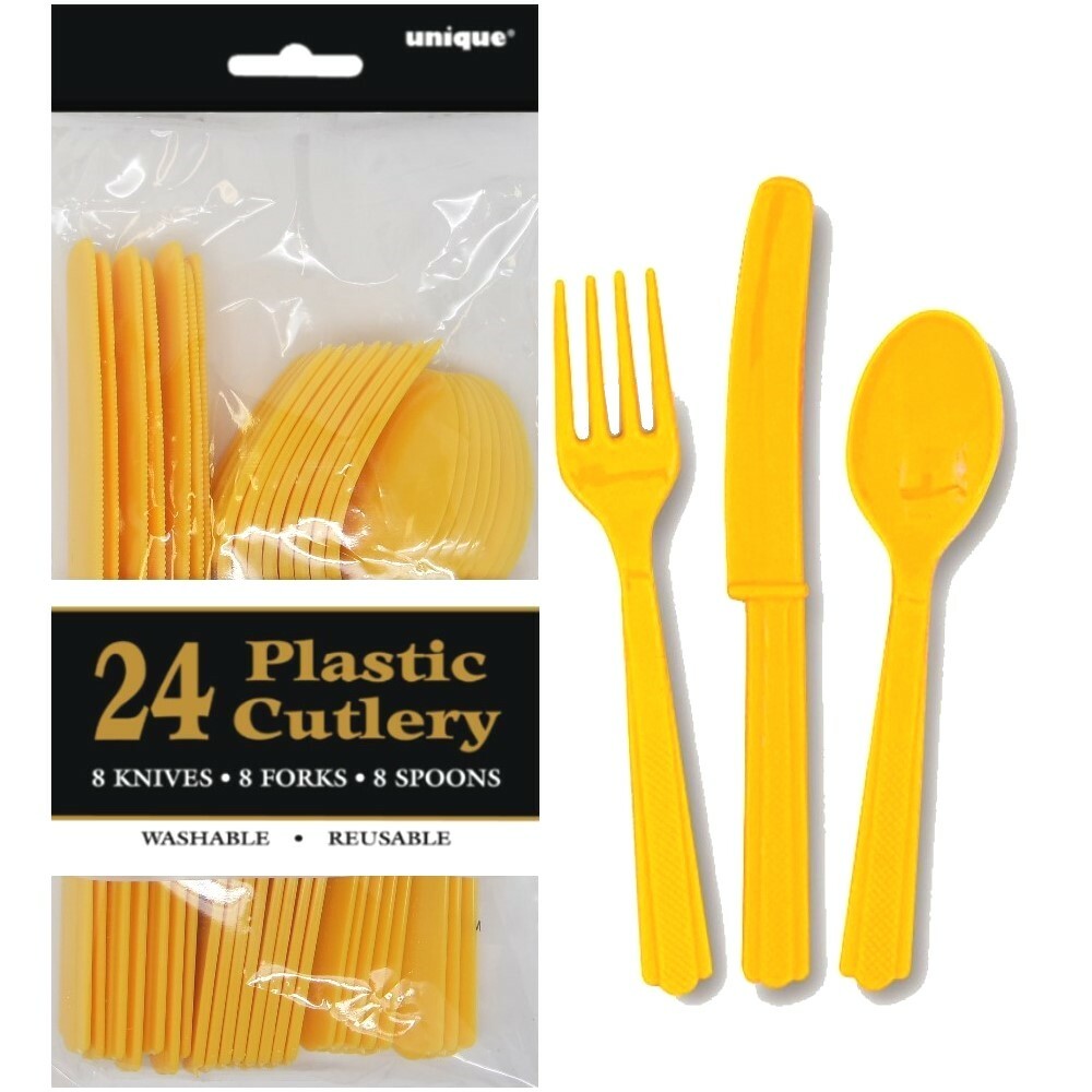 Yellow Plastic Cutlery (Pack of 24)