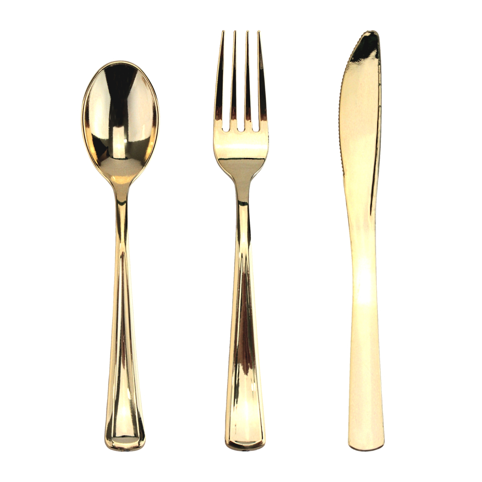 Reusable Gold Metallic Plastic Cutlery (Pack of 18)