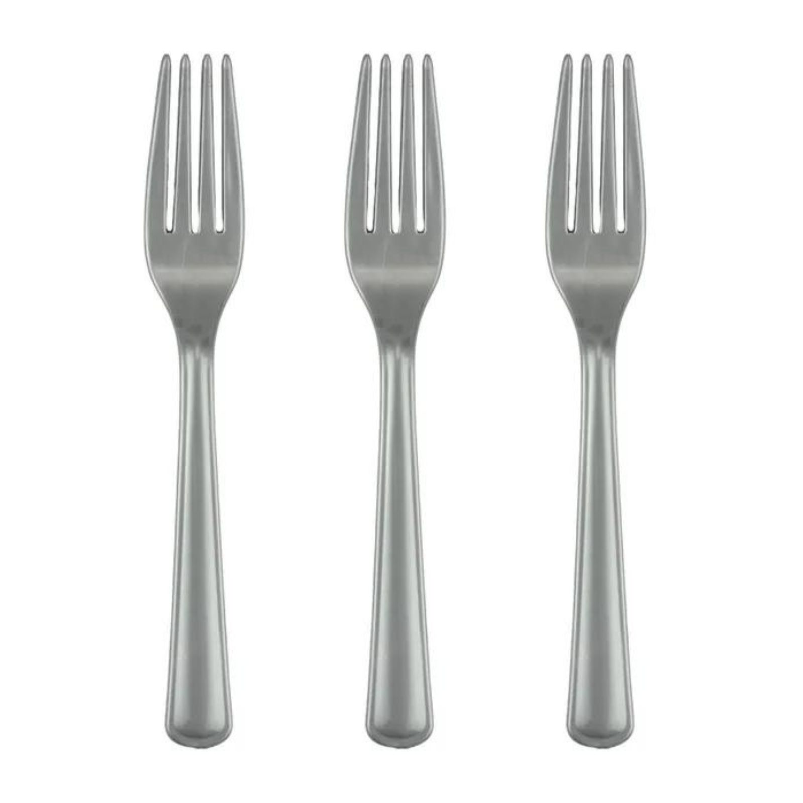 Silver Reusable Plastic Forks (Pack of 20)