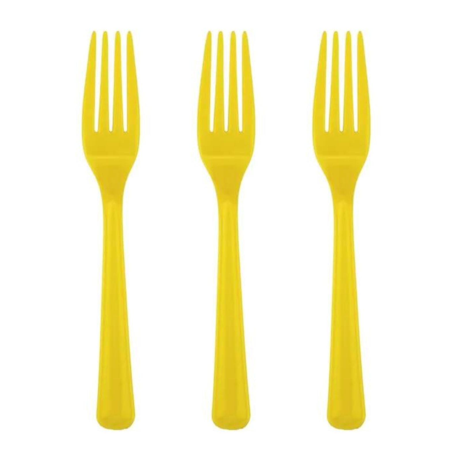 Yellow Reusable Plastic Forks (Pack of 20) 