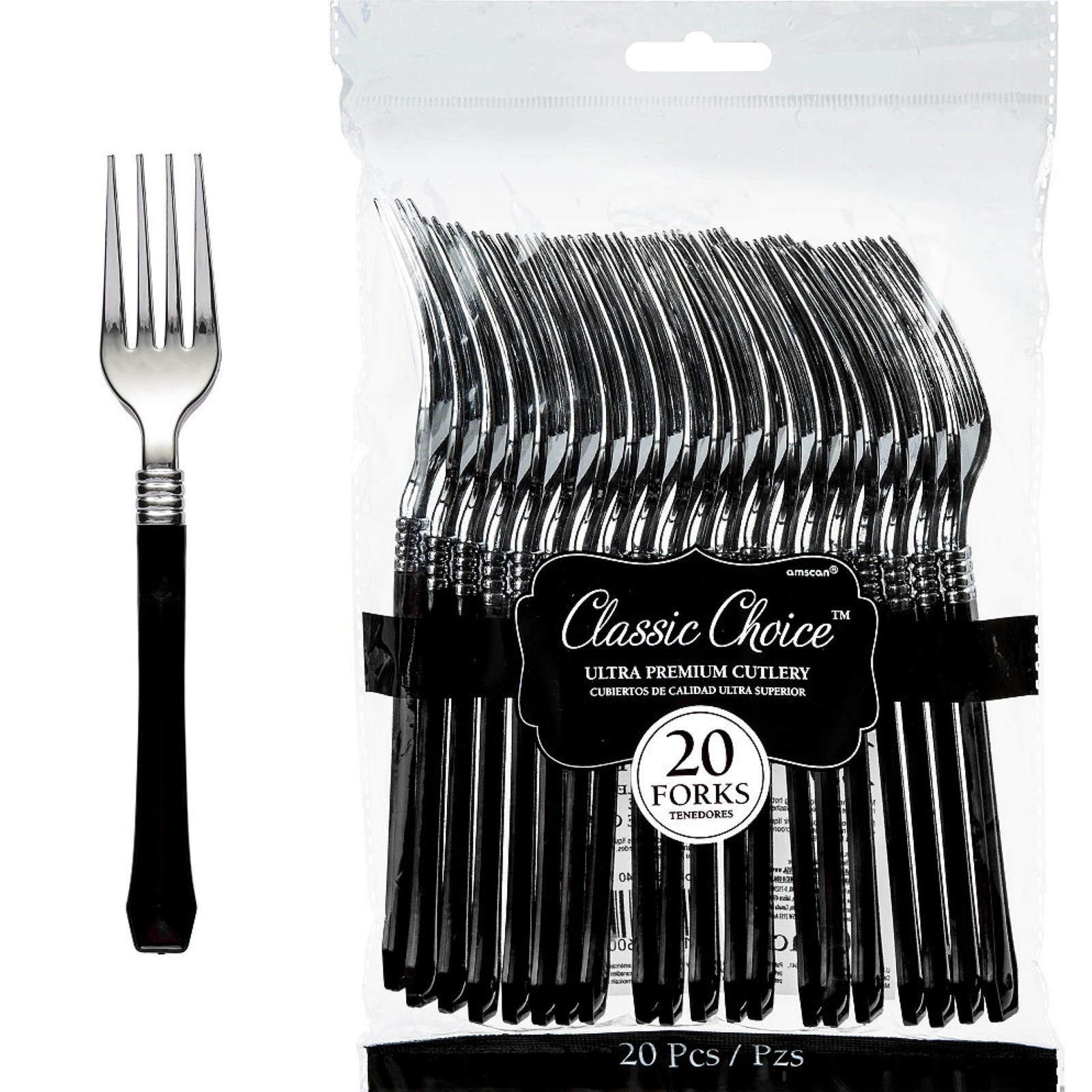 Black Premium Plastic Forks (Pack of 20)