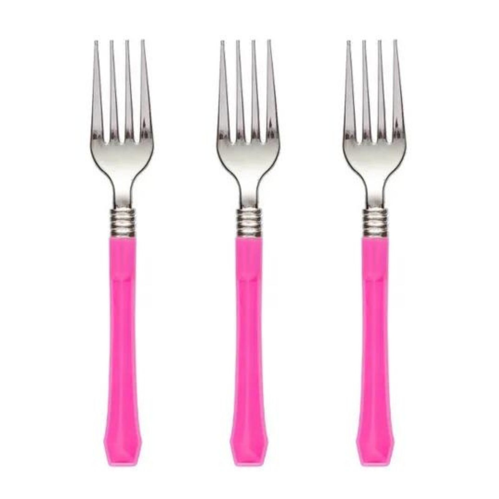 Bright Pink Reusable Premium Plastic Forks (Pack of 20)