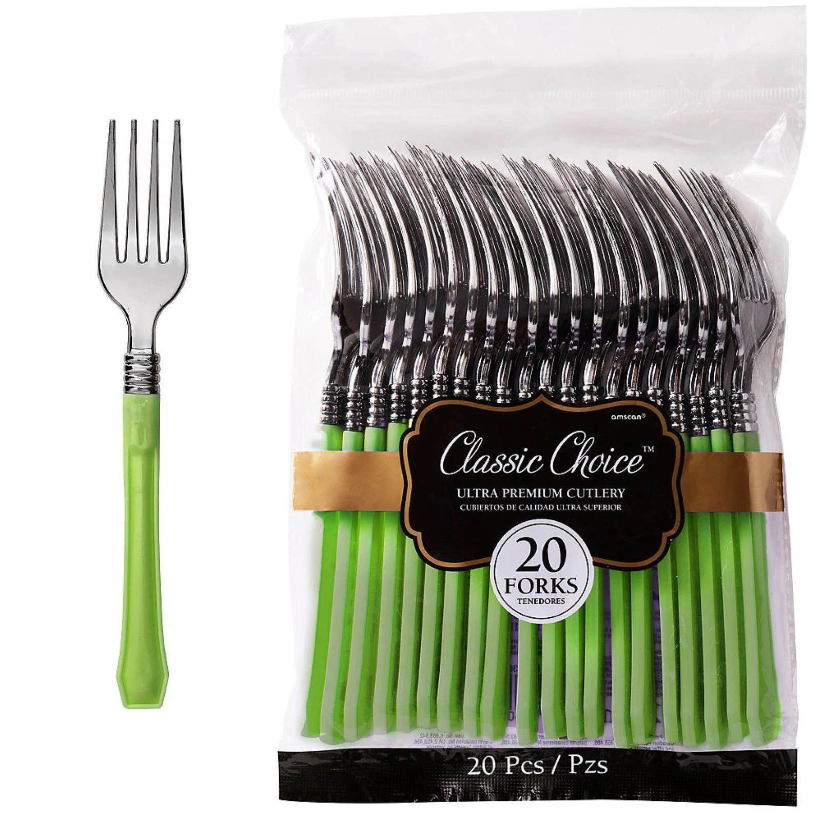 Lime Green Premium Plastic Forks (Pack of 20)