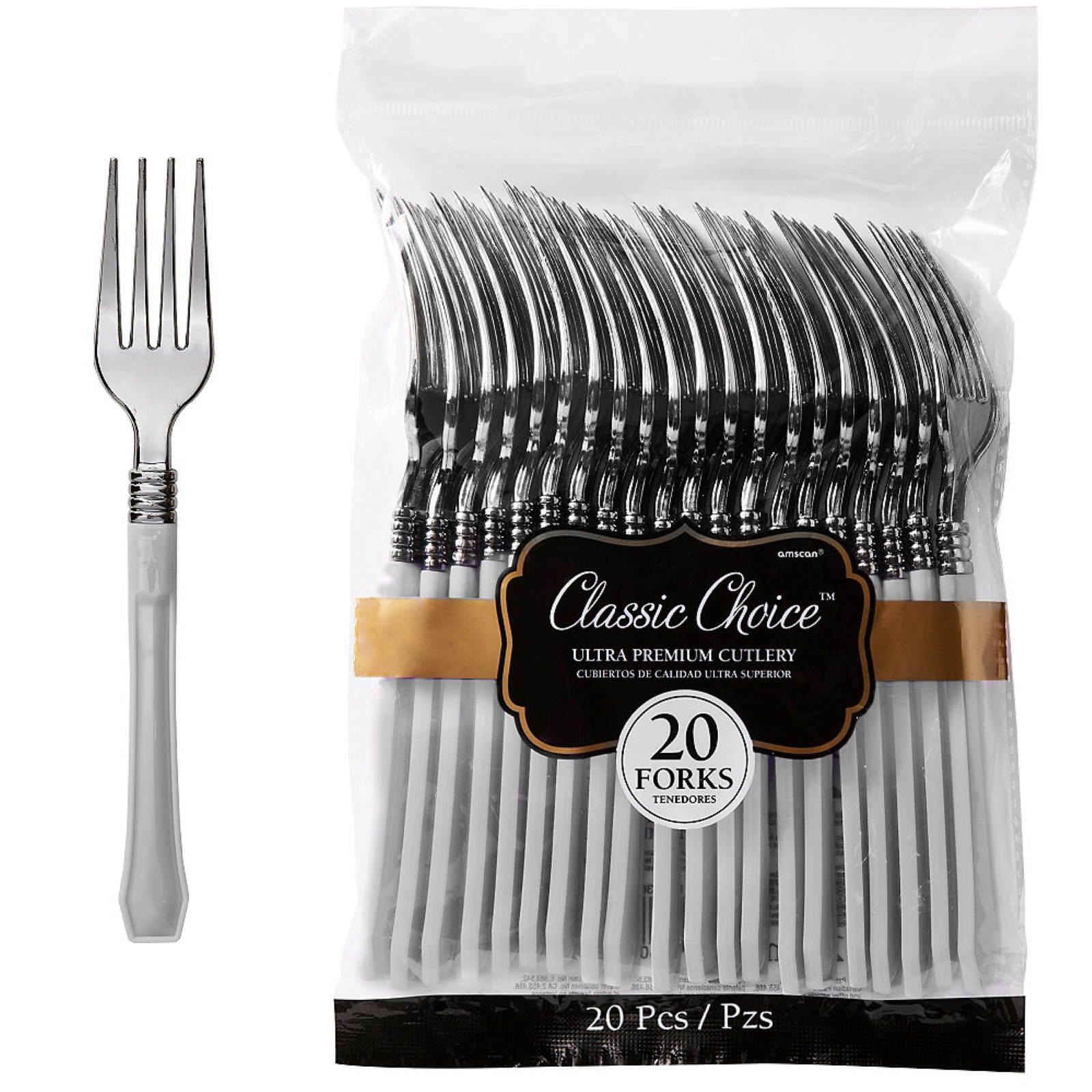 Silver Premium Plastic Forks (Pack of 20)