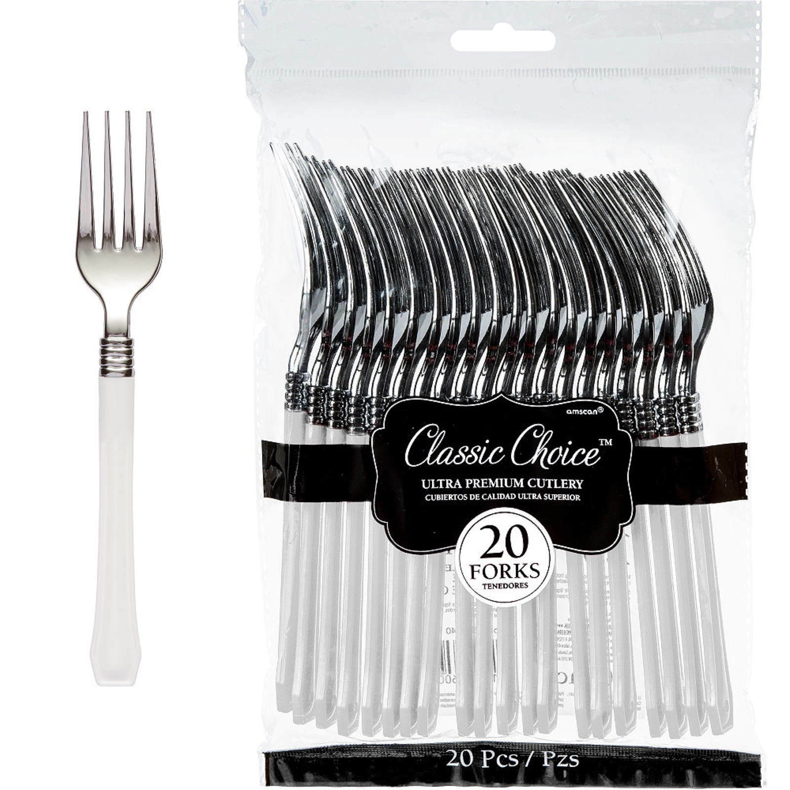 White Premium Plastic Forks (Pack of 20)