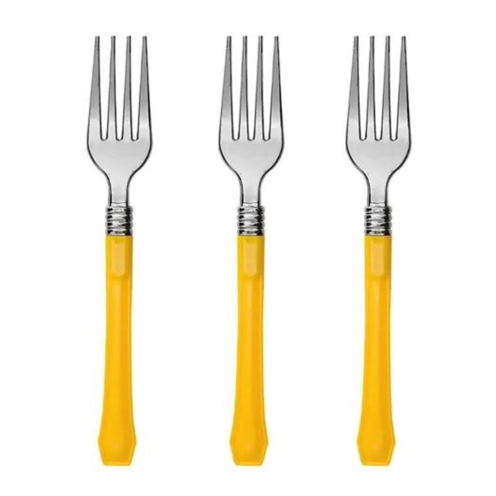 Yellow Reusable Premium Plastic Forks (Pack of 20)