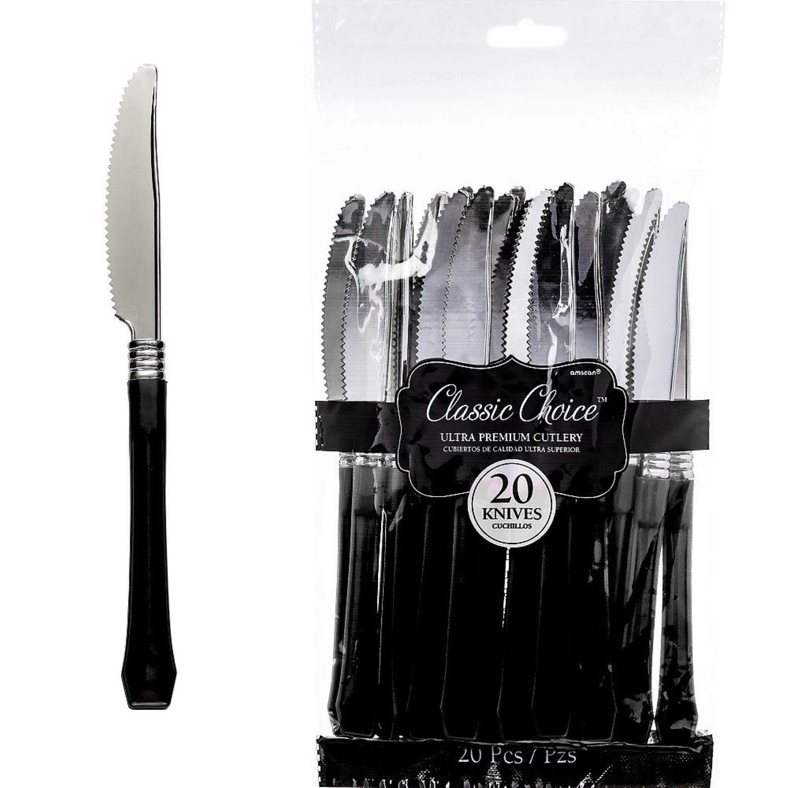 Black Premium Plastic Knives (Pack of 20)