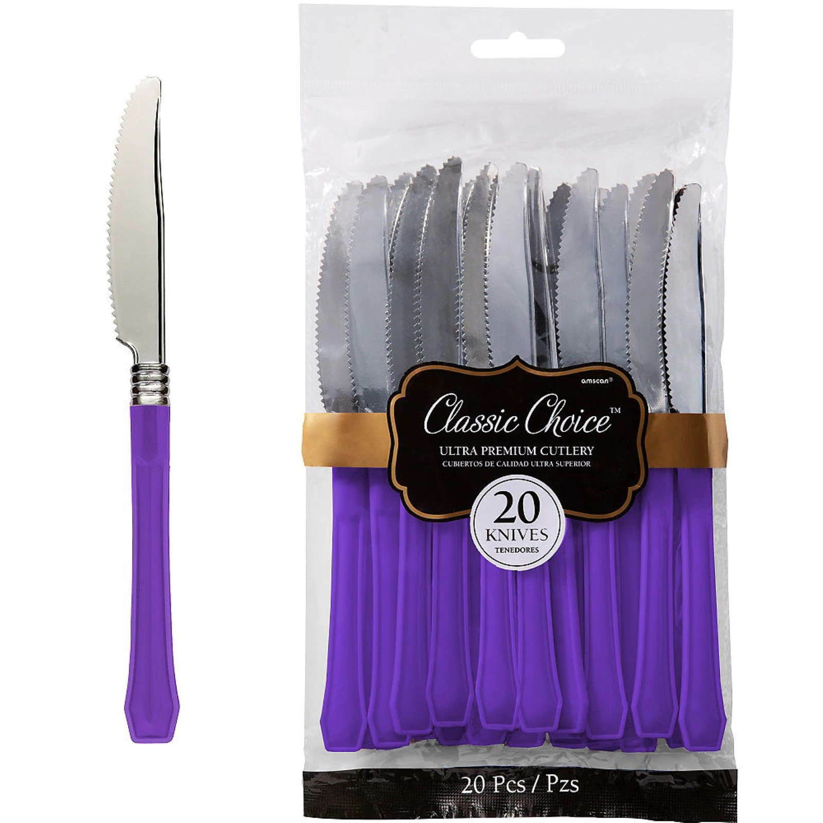 Purple Premium Plastic Knives (Pack of 20)