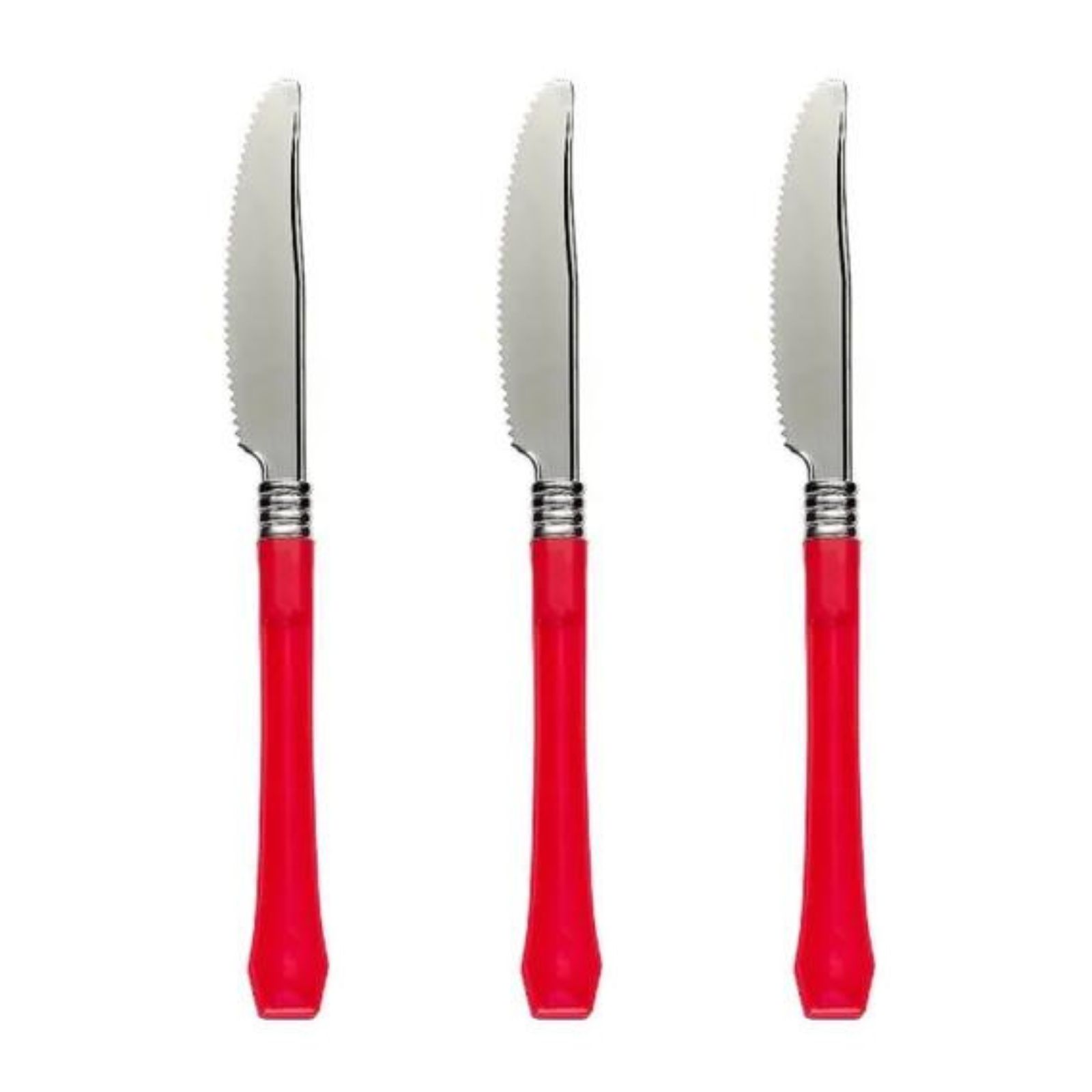 Red Reusable Premium Plastic Knives (Pack of 20)