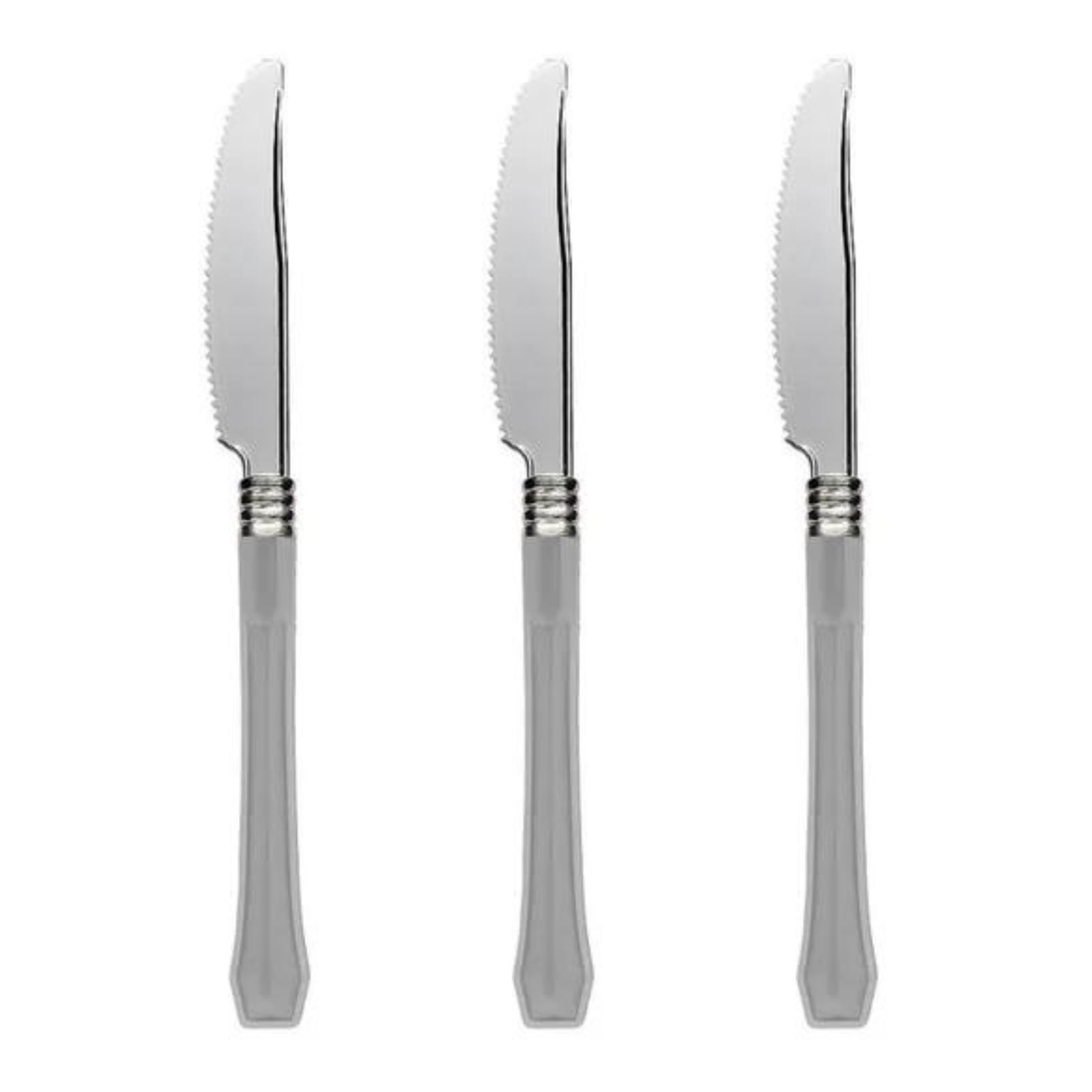 Silver Reusable Premium Plastic Knives (Pack of 20)