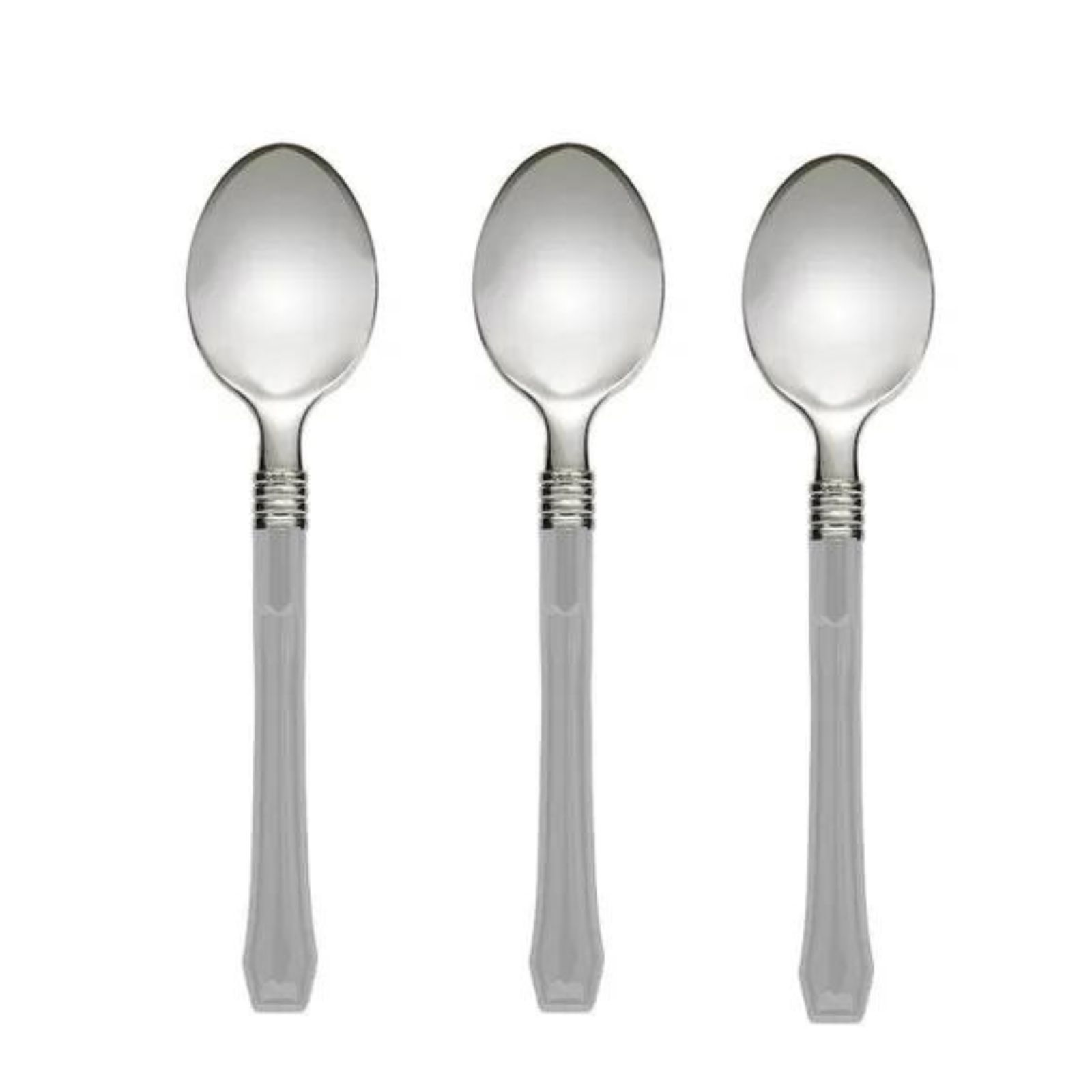 Silver Reusable Premium Plastic Spoons (Pack of 20)