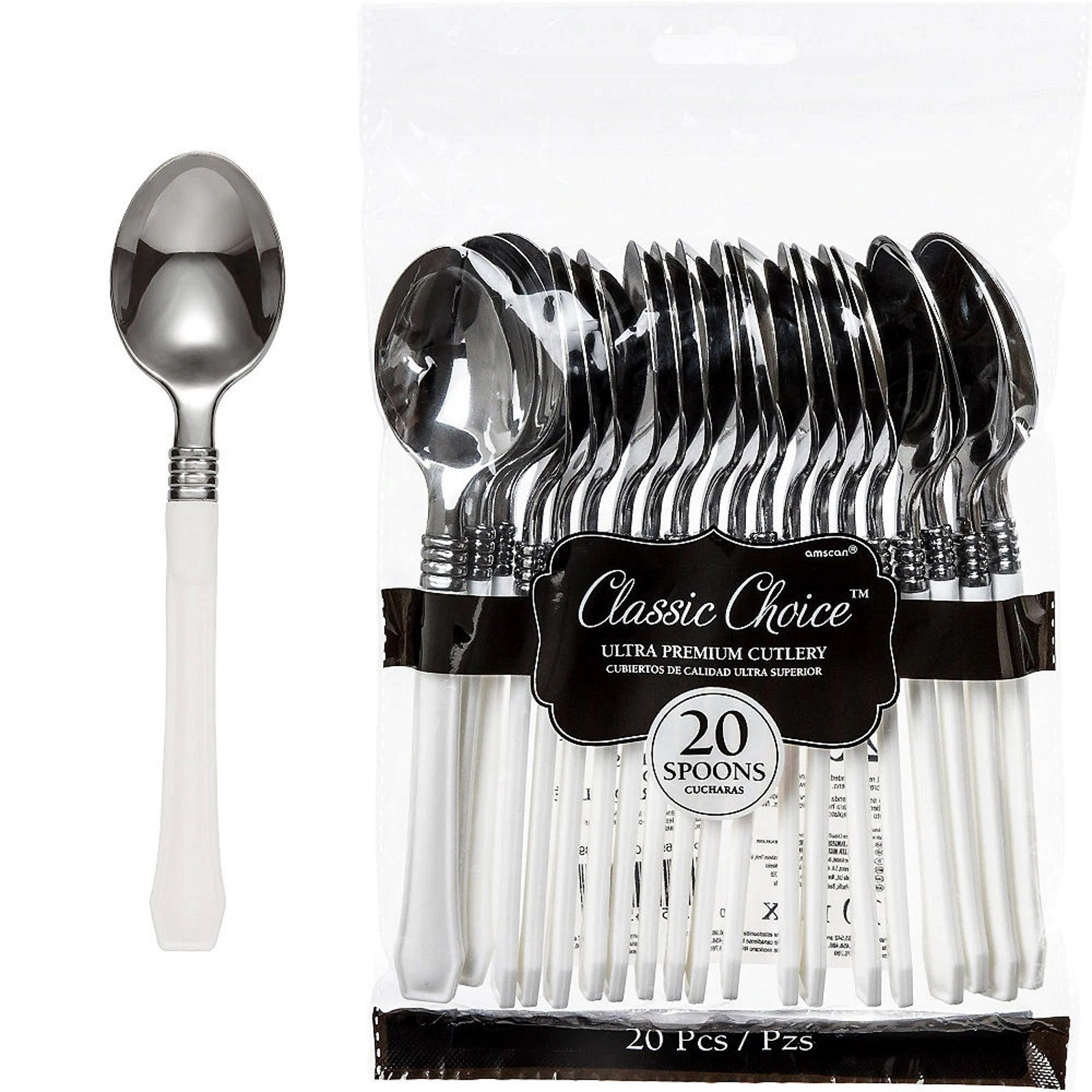 White Premium Plastic Spoons (Pack of 20)
