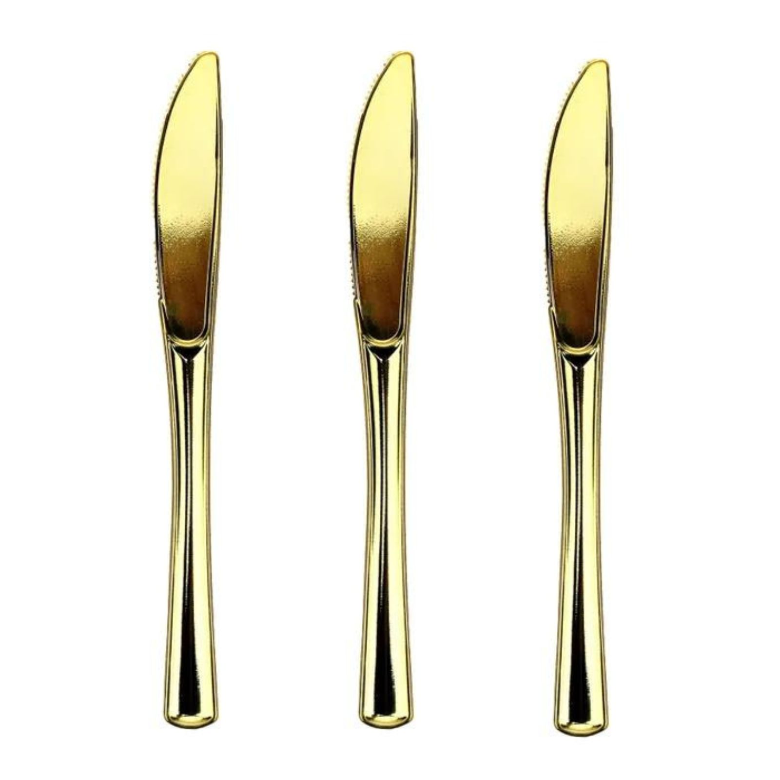 Gold Reusable Plastic Knives (Pack of 12)