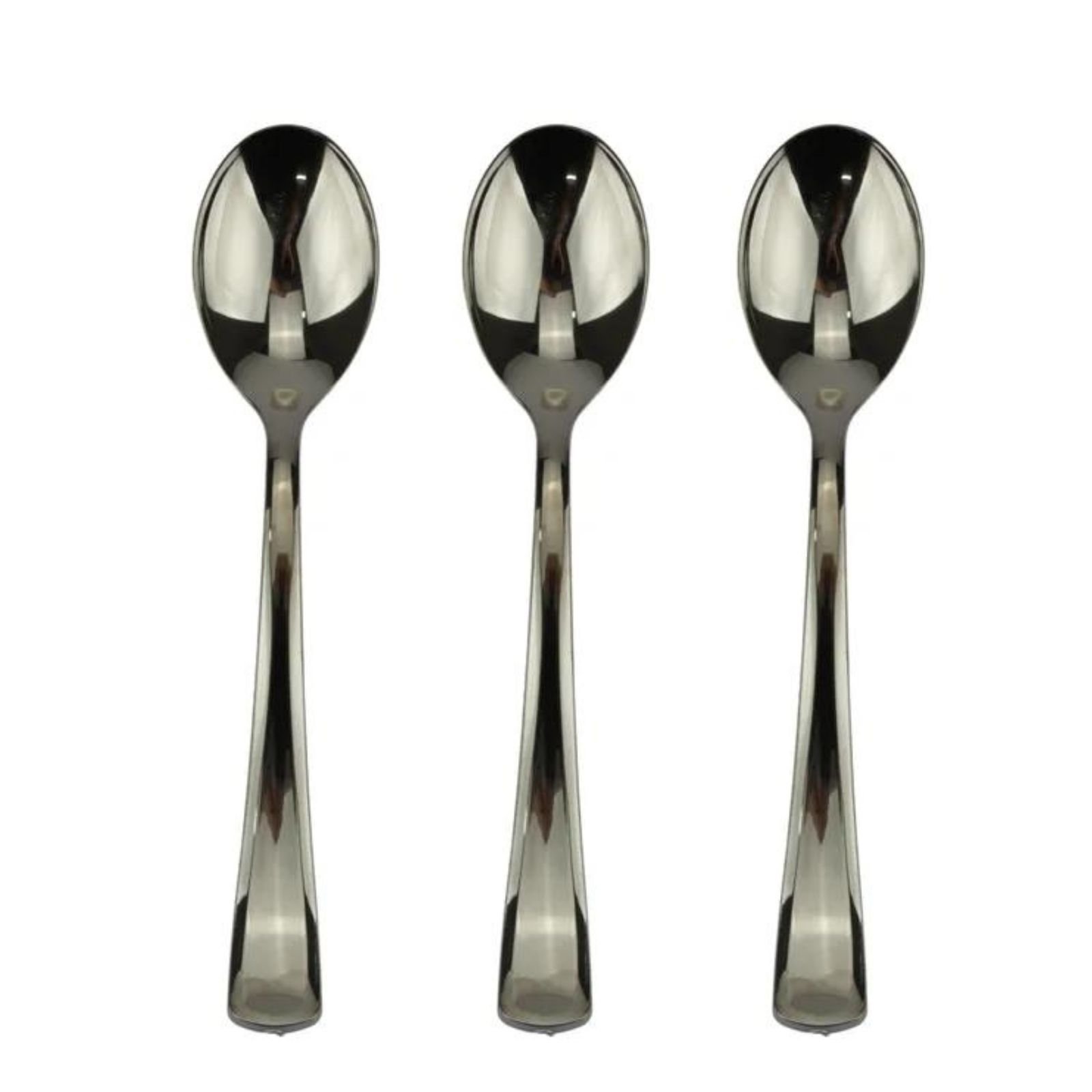 Stainless Steel Look Reusable Plastic Spoons (Pack of 12)