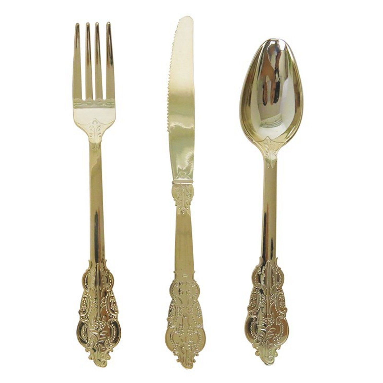 Light Gold Filigree Plastic Cutlery (Pack of 12)