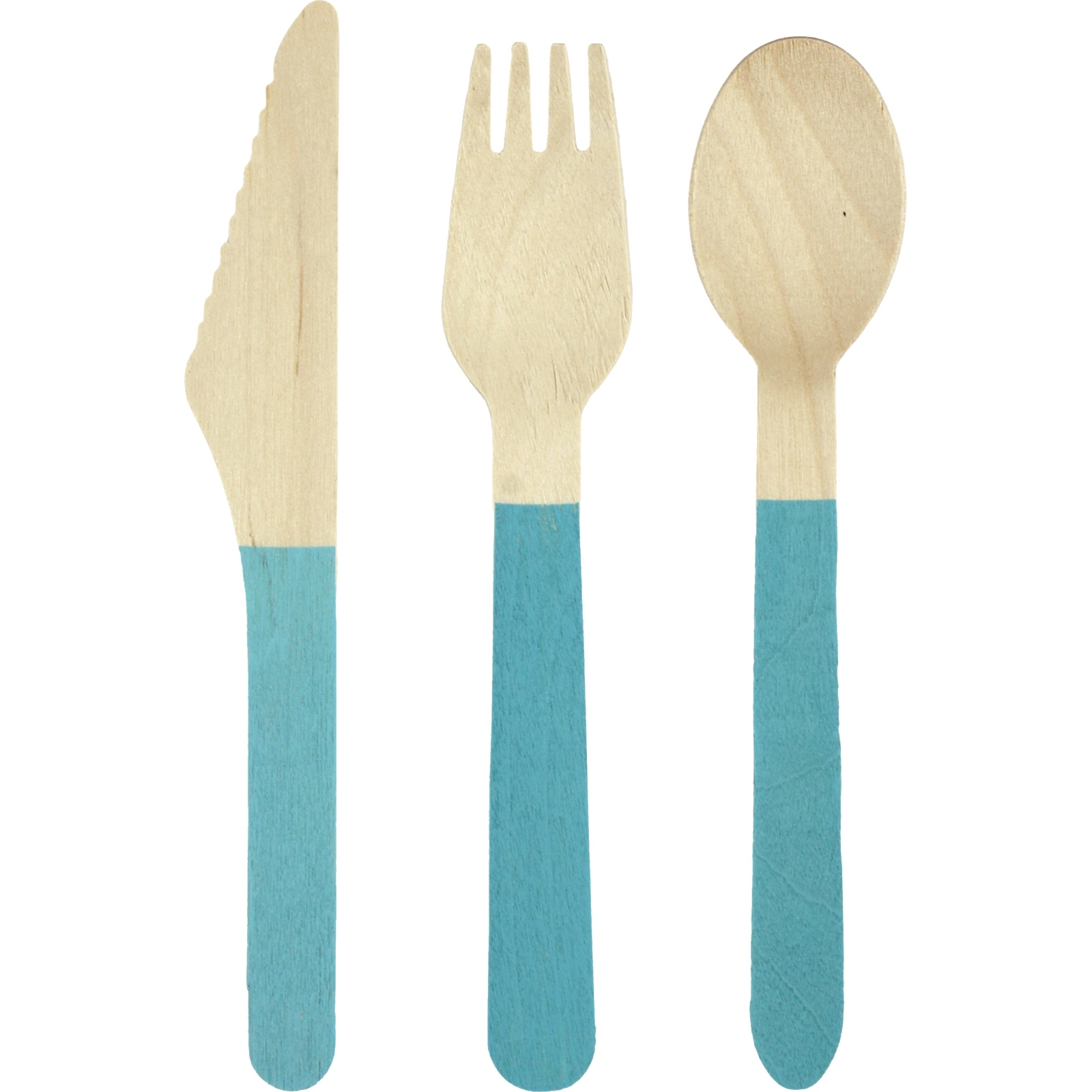 Wooden Dipped Cutlery Set Blue (12 Piece)