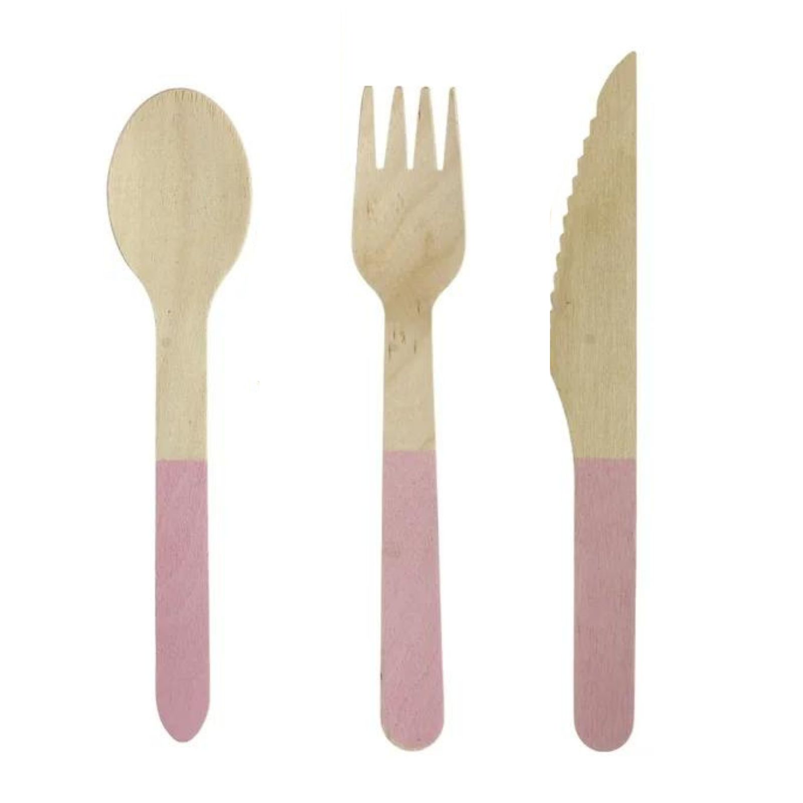 Wooden Dipped Cutlery Set Light Pink (30 Piece)