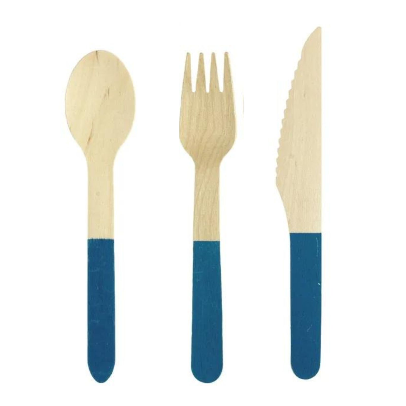 Wooden Dipped Cutlery Set Royal Blue (30 Piece)