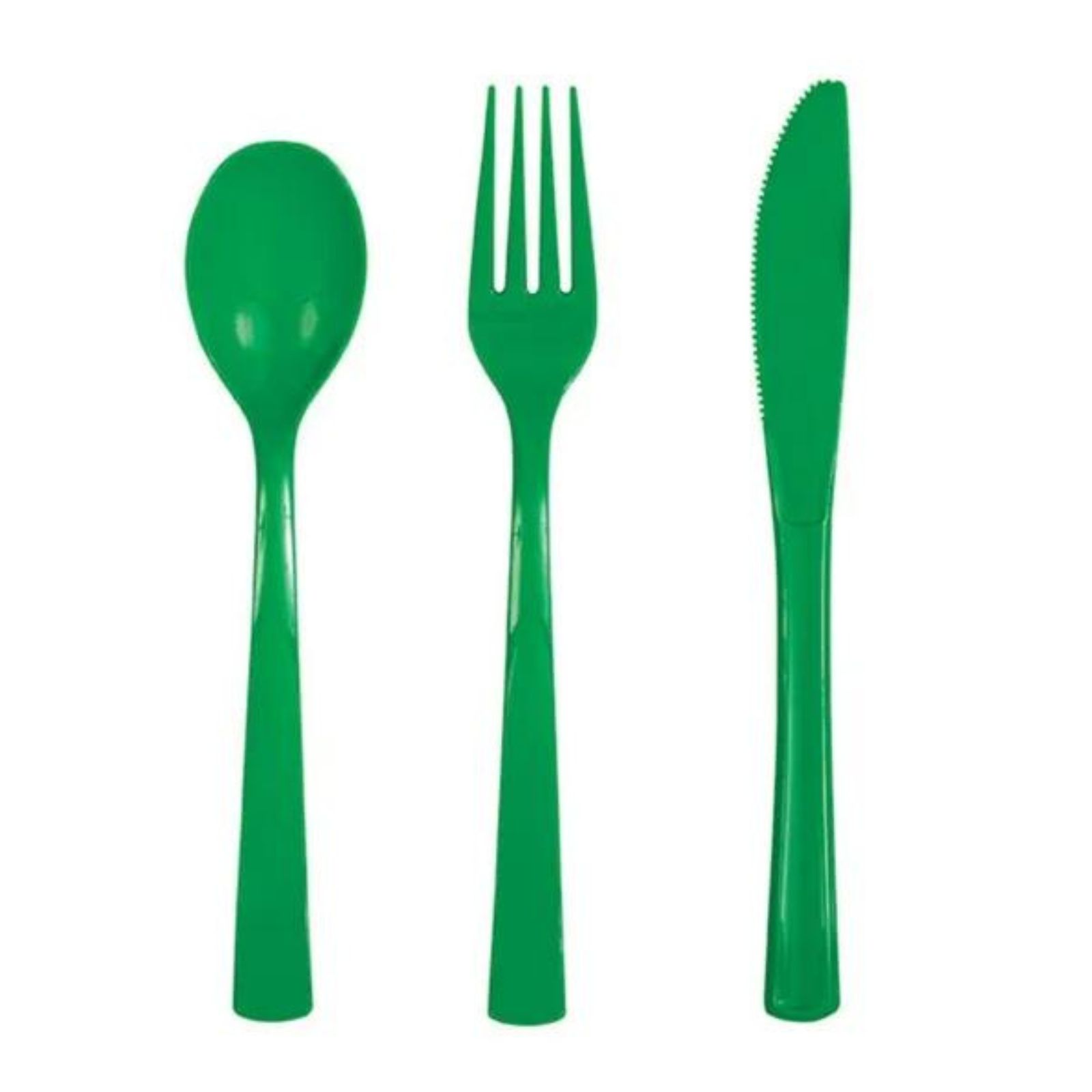 Emerald Green Reusable Plastic Cutlery (Pack of 18)