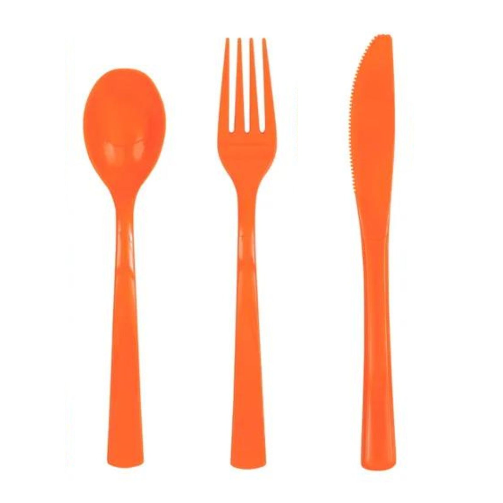 Orange Reusable Plastic Cutlery (Pack of 18)