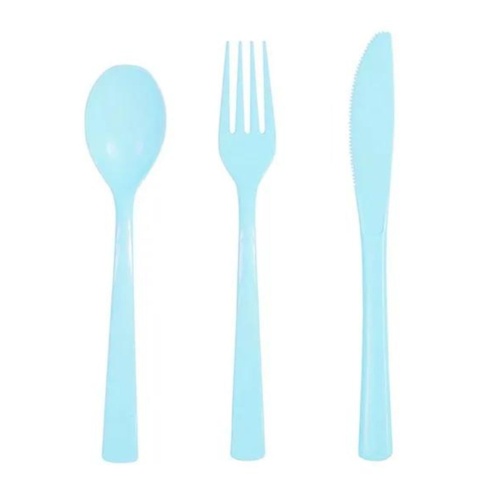 Powder Blue Reusable Plastic Cutlery (Pack of 18)