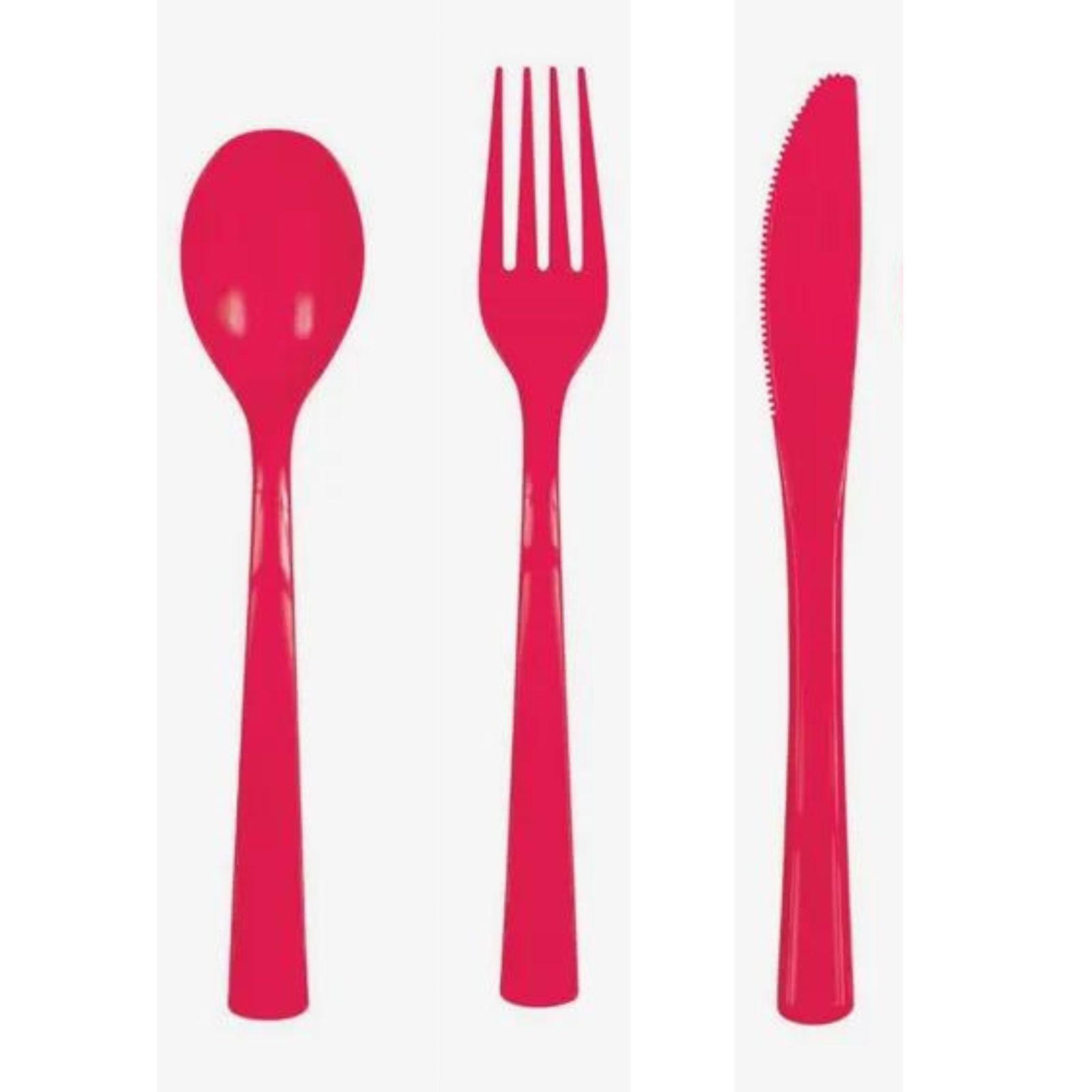 Red Reusable Plastic Cutlery (Pack of 18)