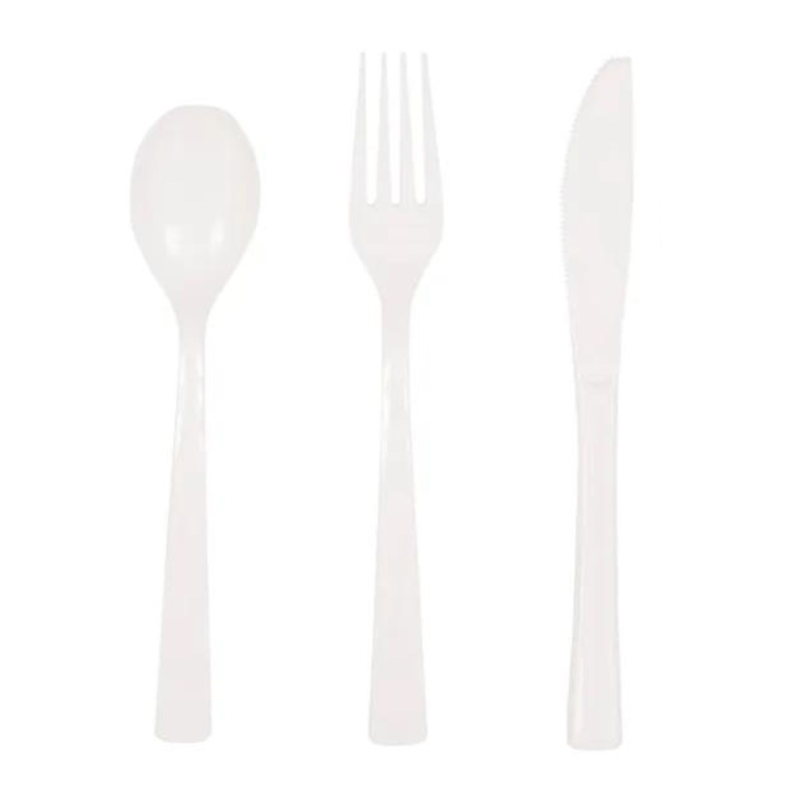 White Reusable Plastic Cutlery (Pack of 18)