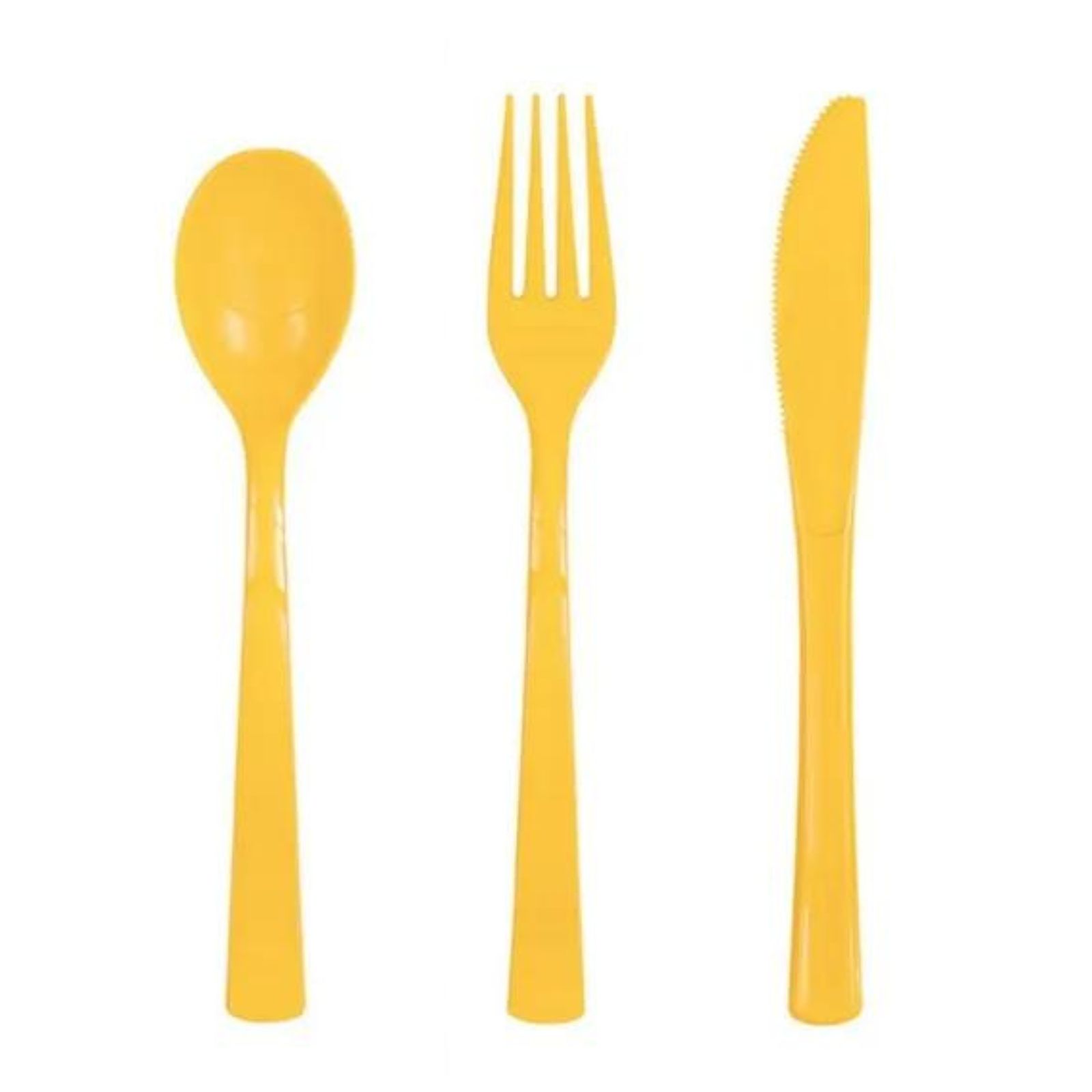 Yellow Reusable Plastic Cutlery (Pack of 18) 
