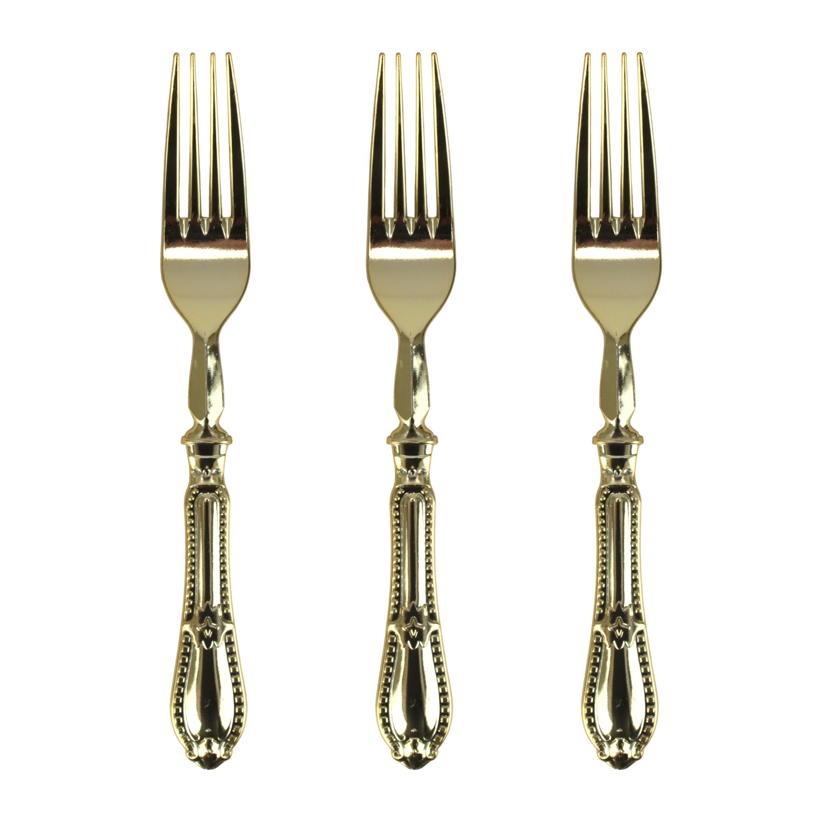 Vintage Gold Reusable Plastic Forks (Pack of 12) 