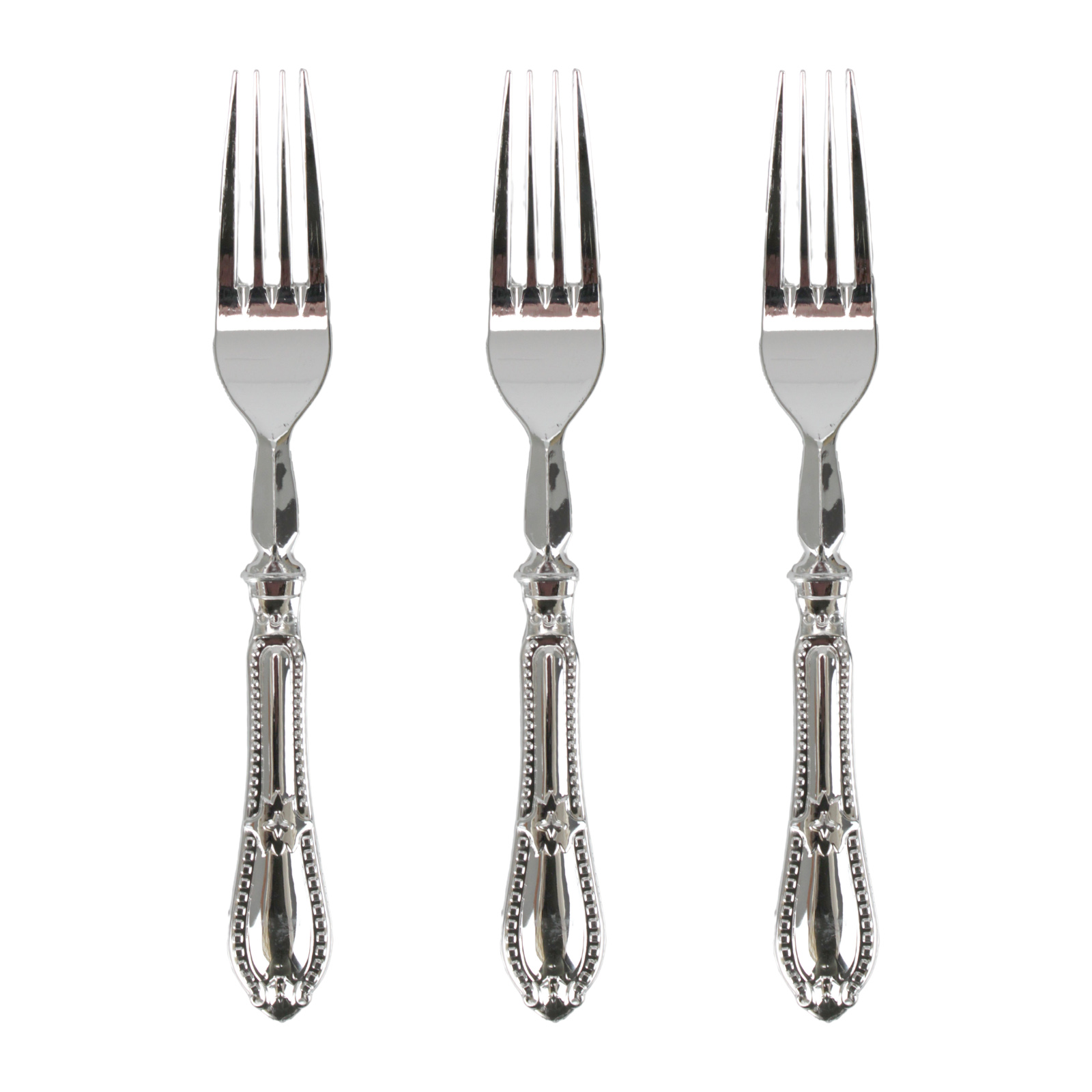 Vintage Silver Reusable Plastic Forks (Pack of 12)  