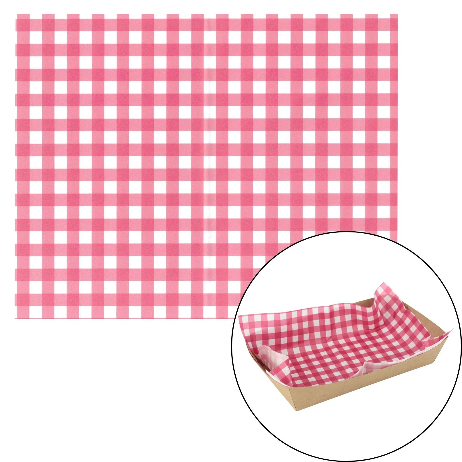 Red Gingham Grease Proof Paper Plate / Tray Liners (8 Sheets)