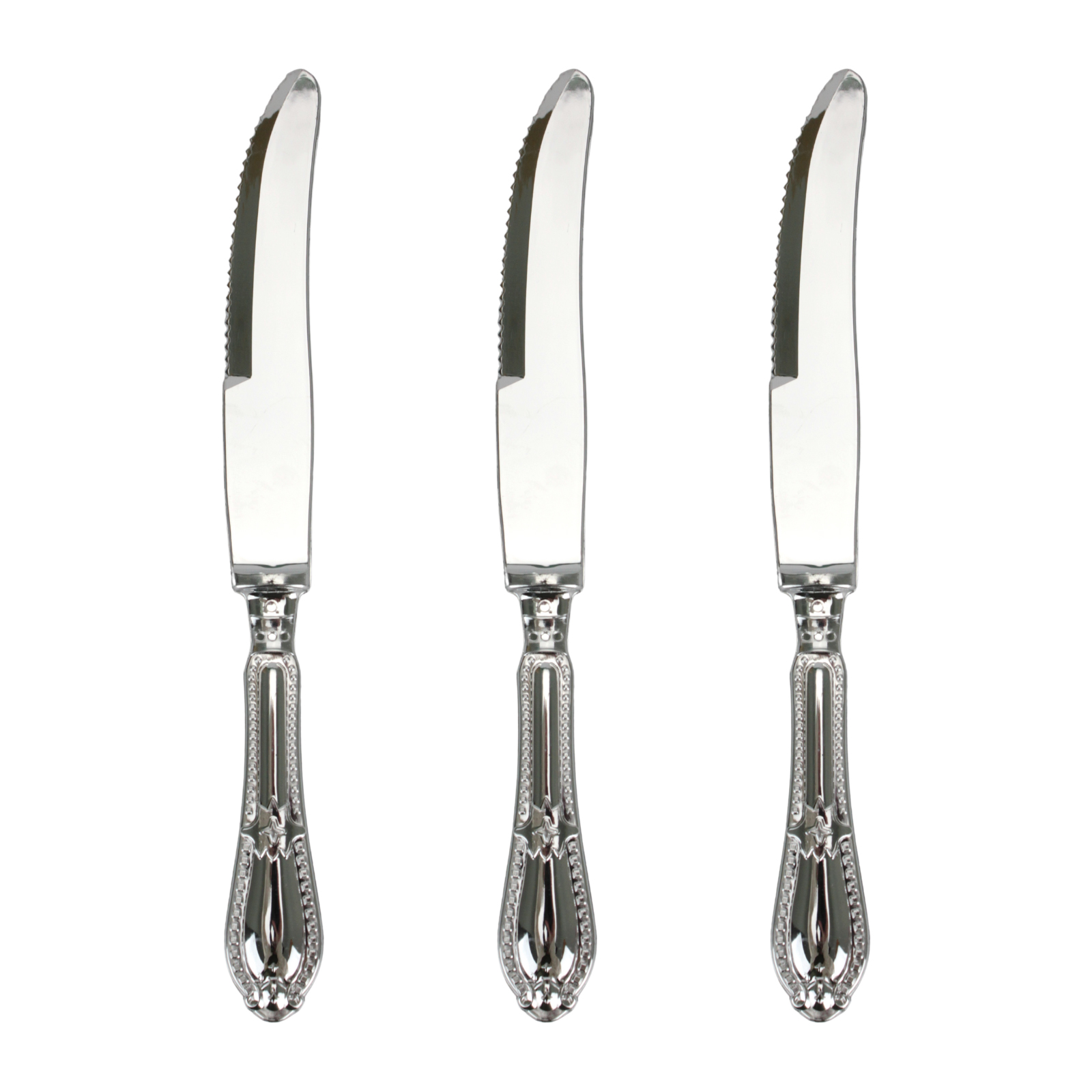 Vintage Silver Reusable Plastic Knives (Pack of 12)