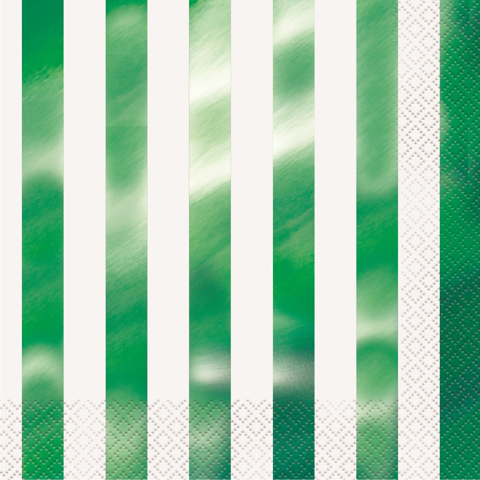 Green Foil Striped Large Napkins / Serviettes (Pack of 16)