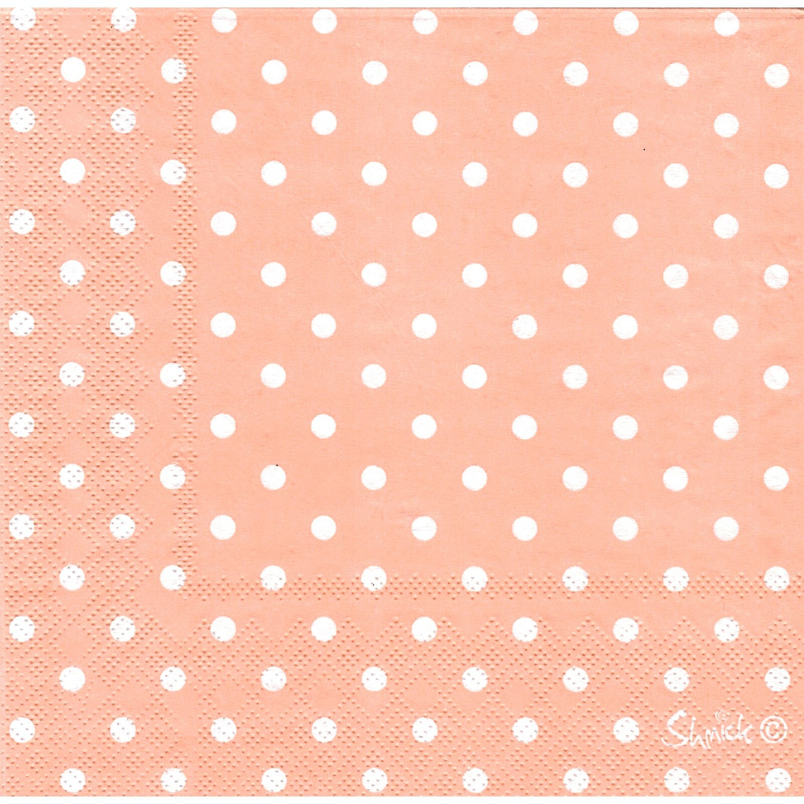 Pastel Coral and White Dot Large Napkins / Serviettes (Pack of 20)