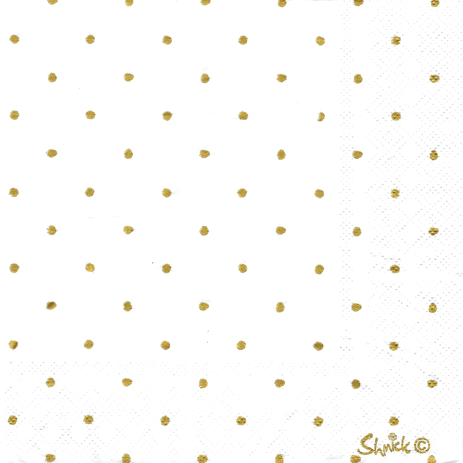 White and Gold Dot Large Napkins / Serviettes (Pack of 20)