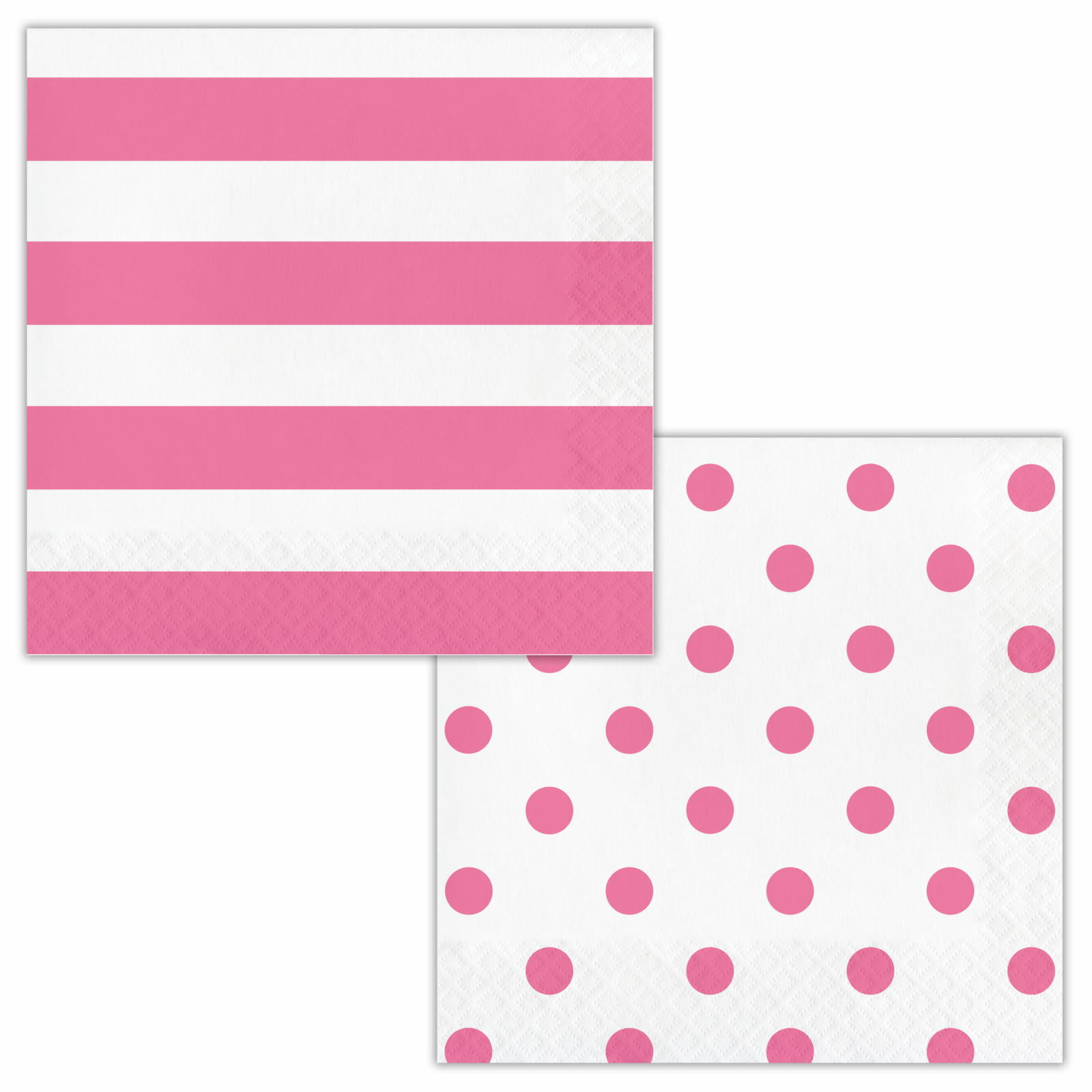 Dots and Stripes Candy Pink Large Napkins / Serviettes (Pack of 16)