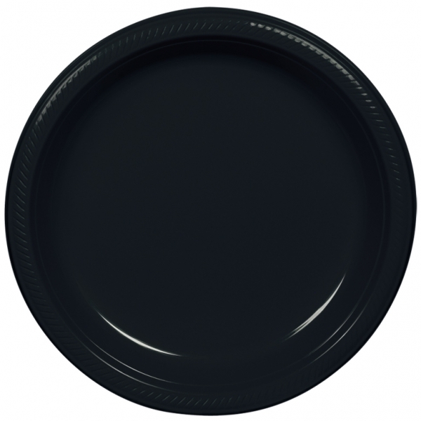 Black Large Plastic Plates (Pack of 20)